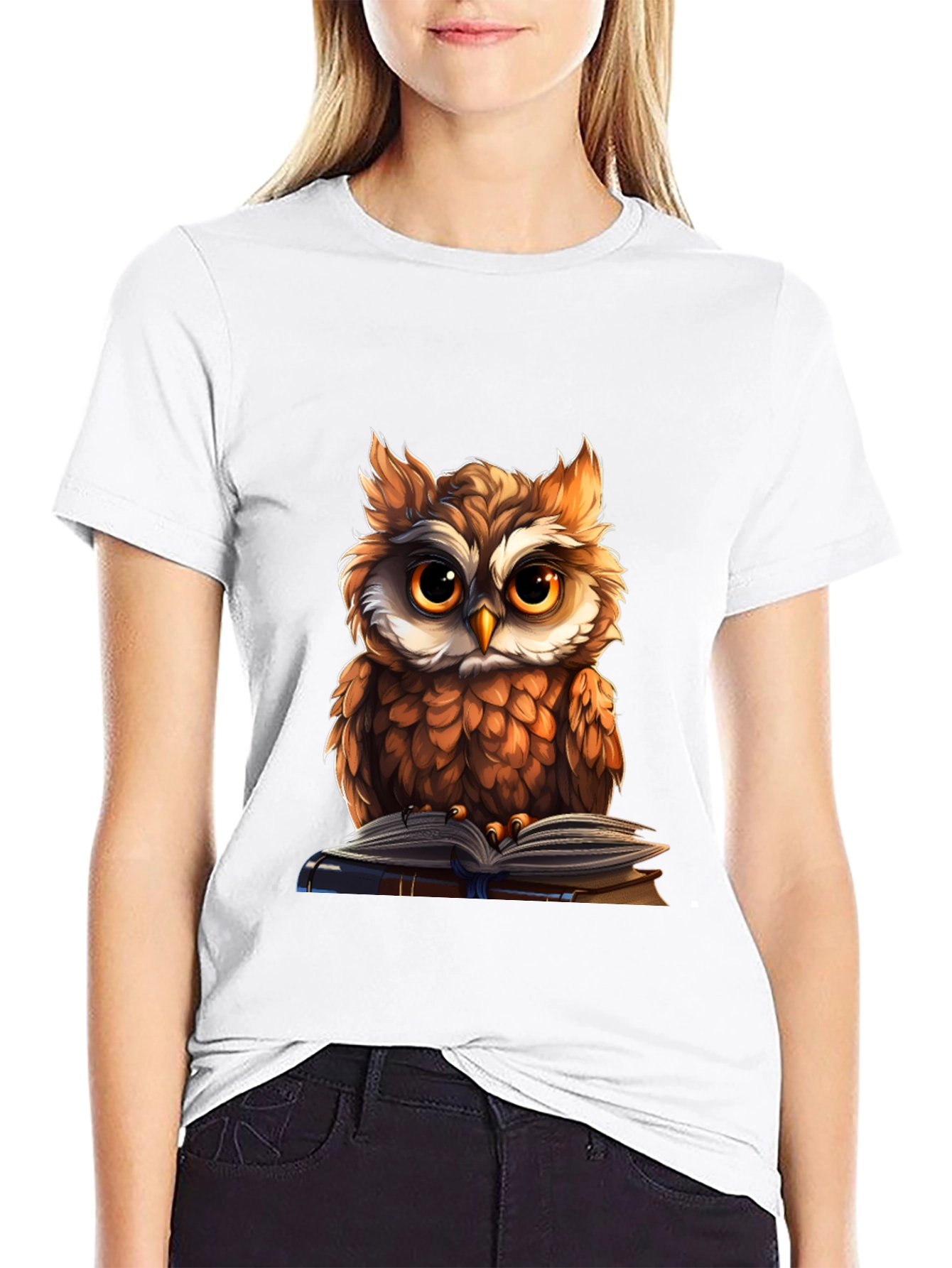 Black Owl Reading Book Graphic Tee view 9