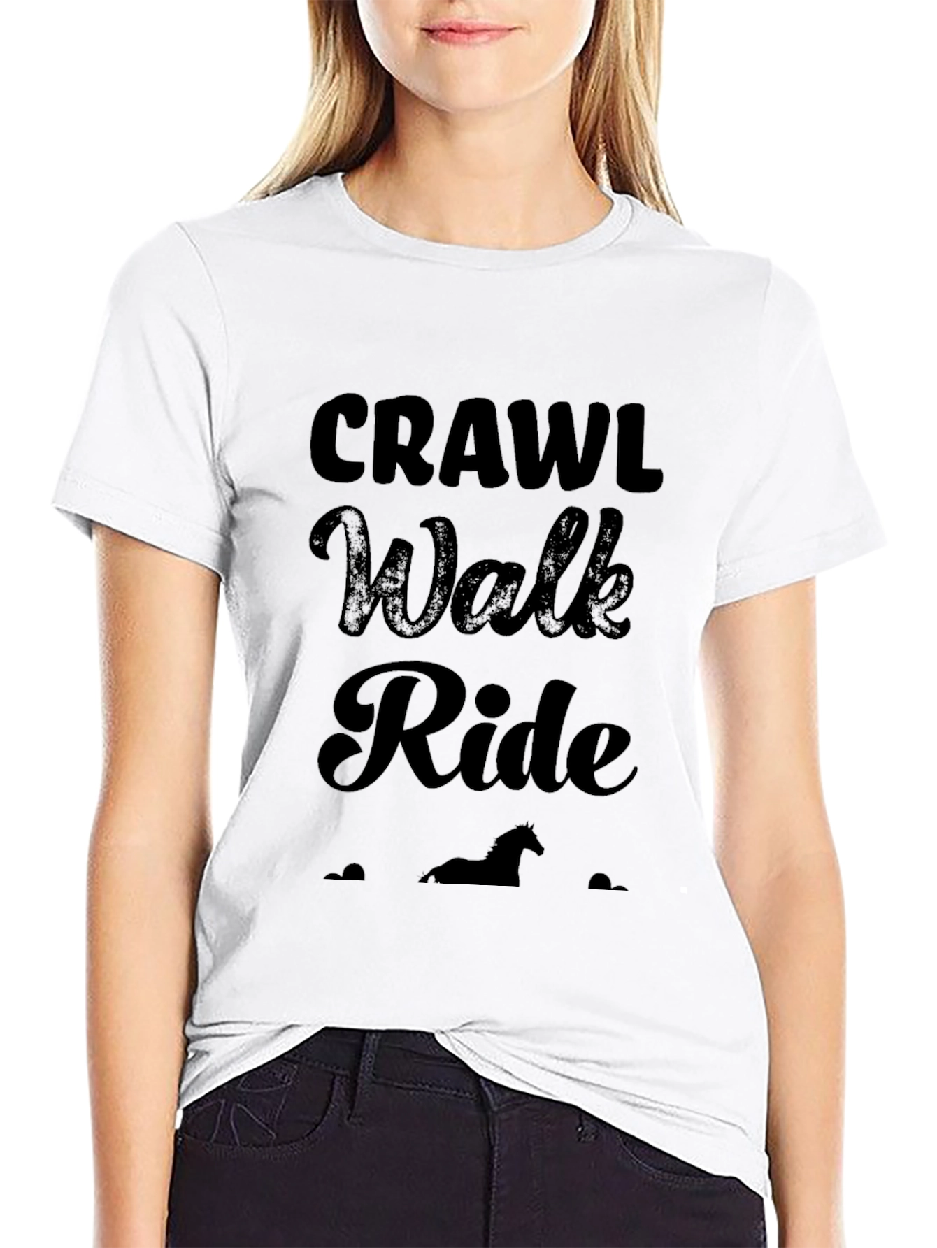 Black Crawl Walk Ride Horse Lover T-Shirt view 9