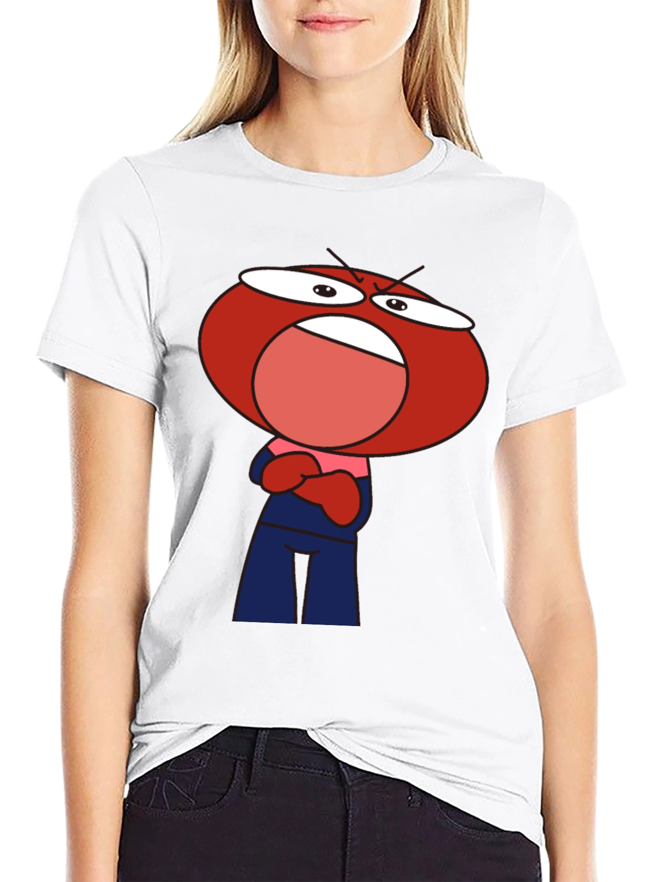 Black Angry Red Head Cartoon T-Shirt view 9