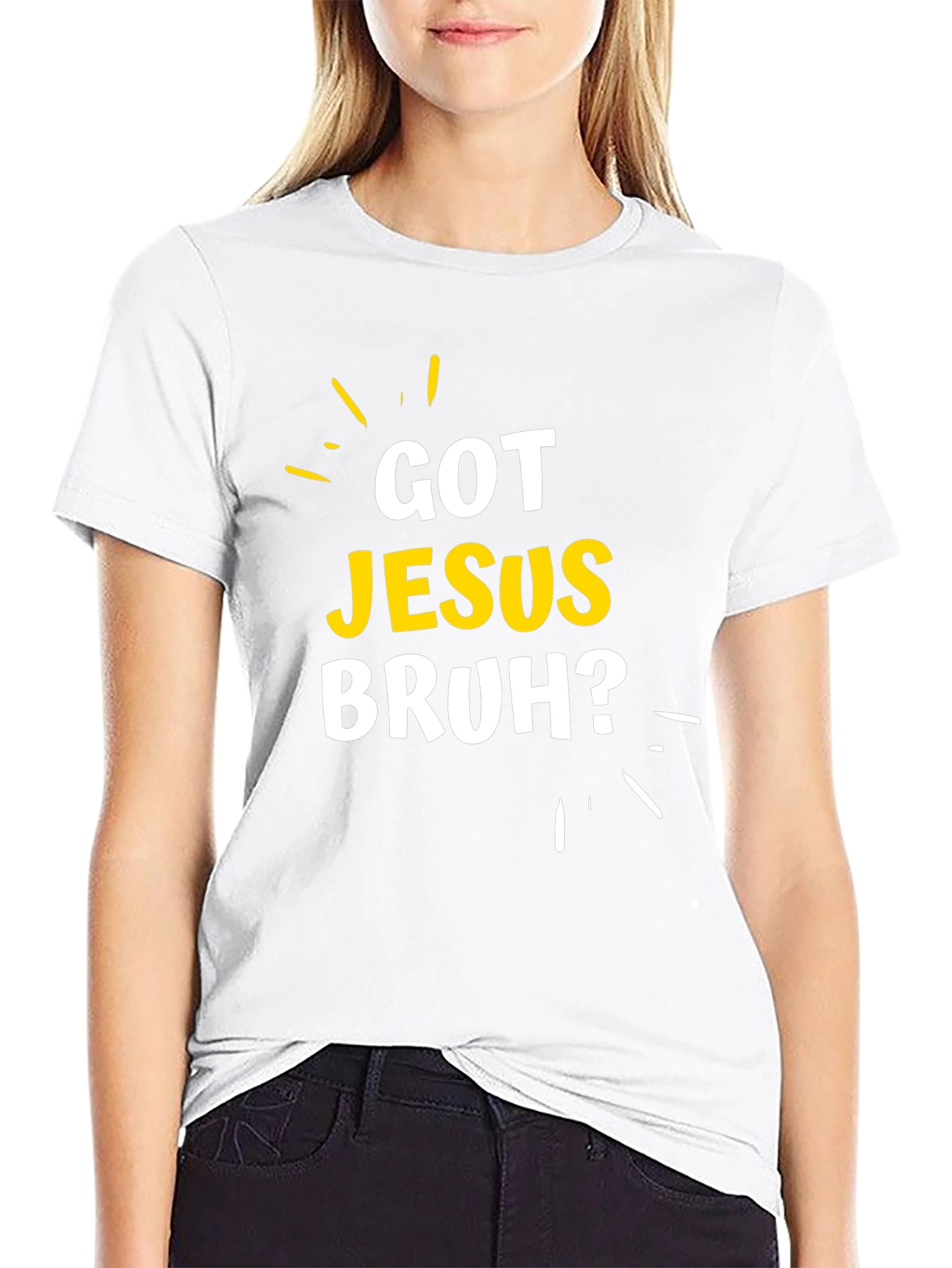 Black Got Jesus Bruh? Graphic T-Shirt - Christian Apparel view 9
