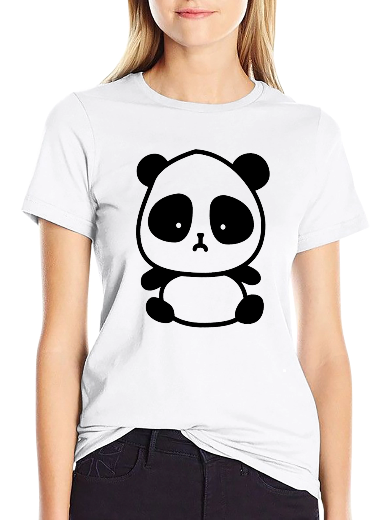 Black Panda Graphic Print Black T-Shirt view 9