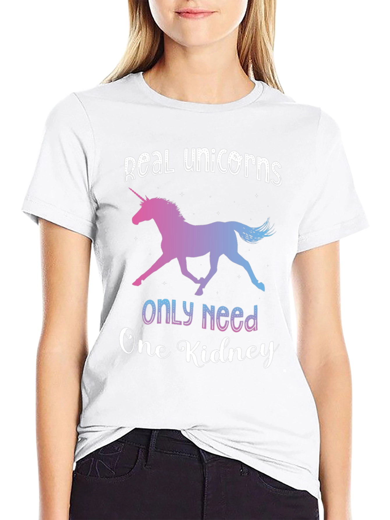 Black Real Unicorns One Kidney Novelty T-Shirt view 9