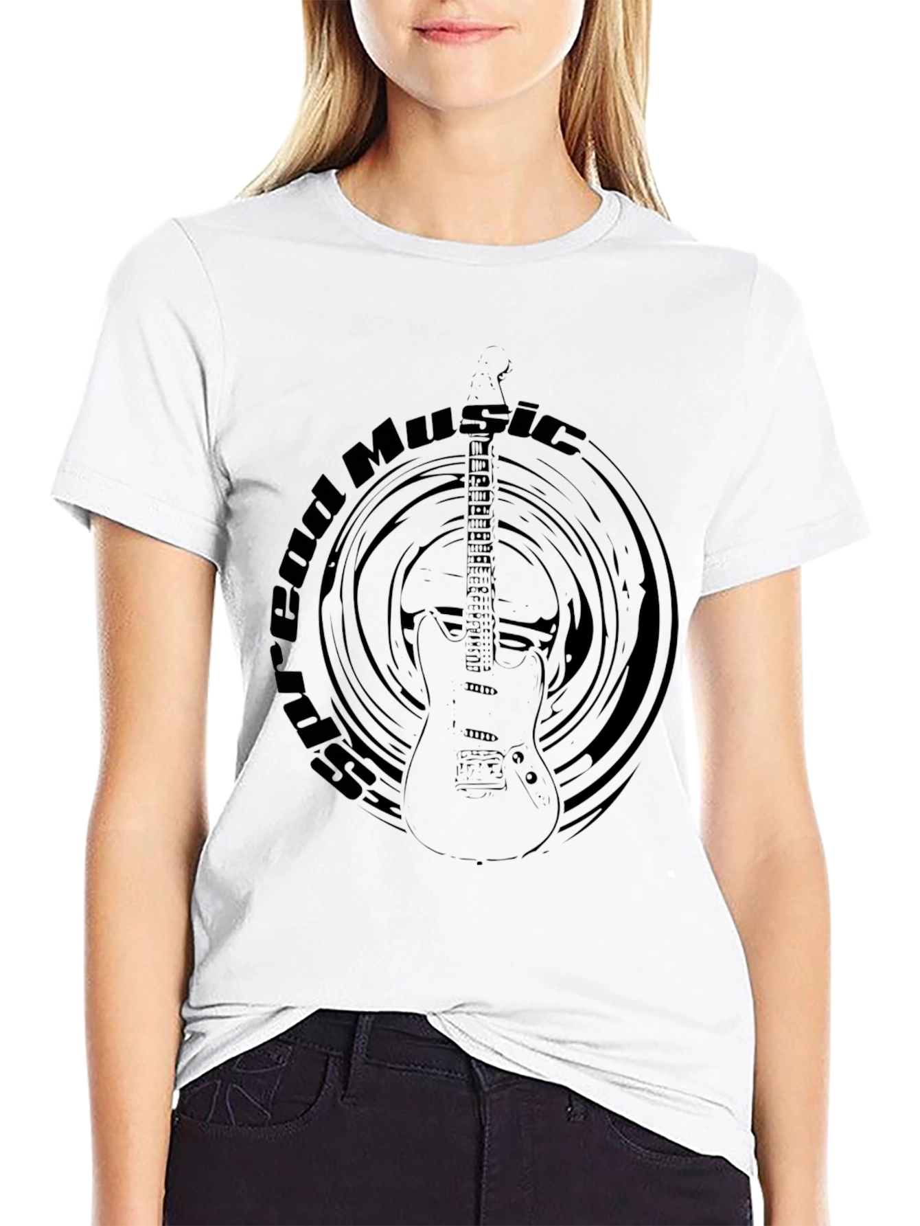 Black Guitar Music Graphic T-Shirt view 9