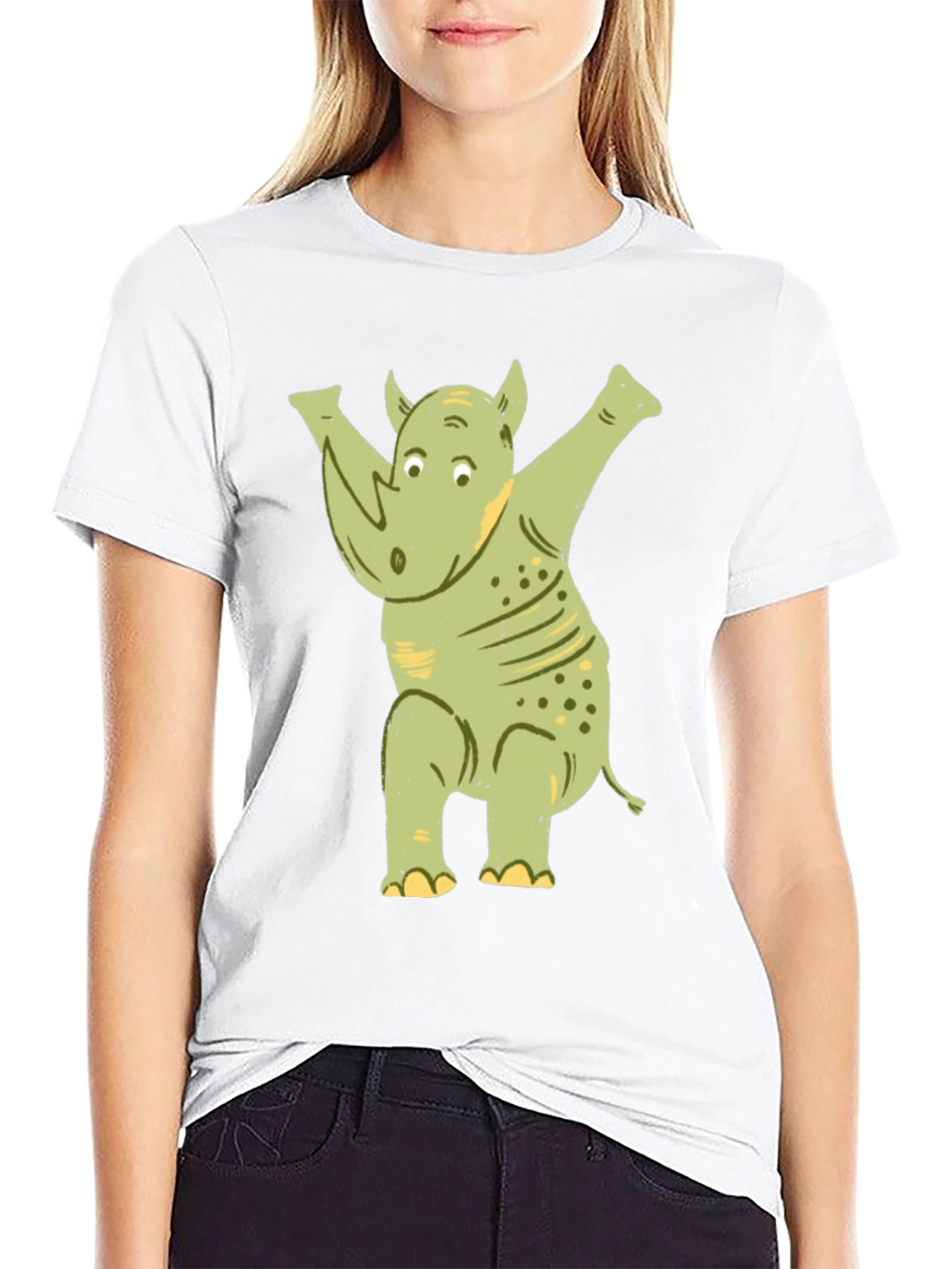 Black Funny Rhino Dab T-Shirt view 9