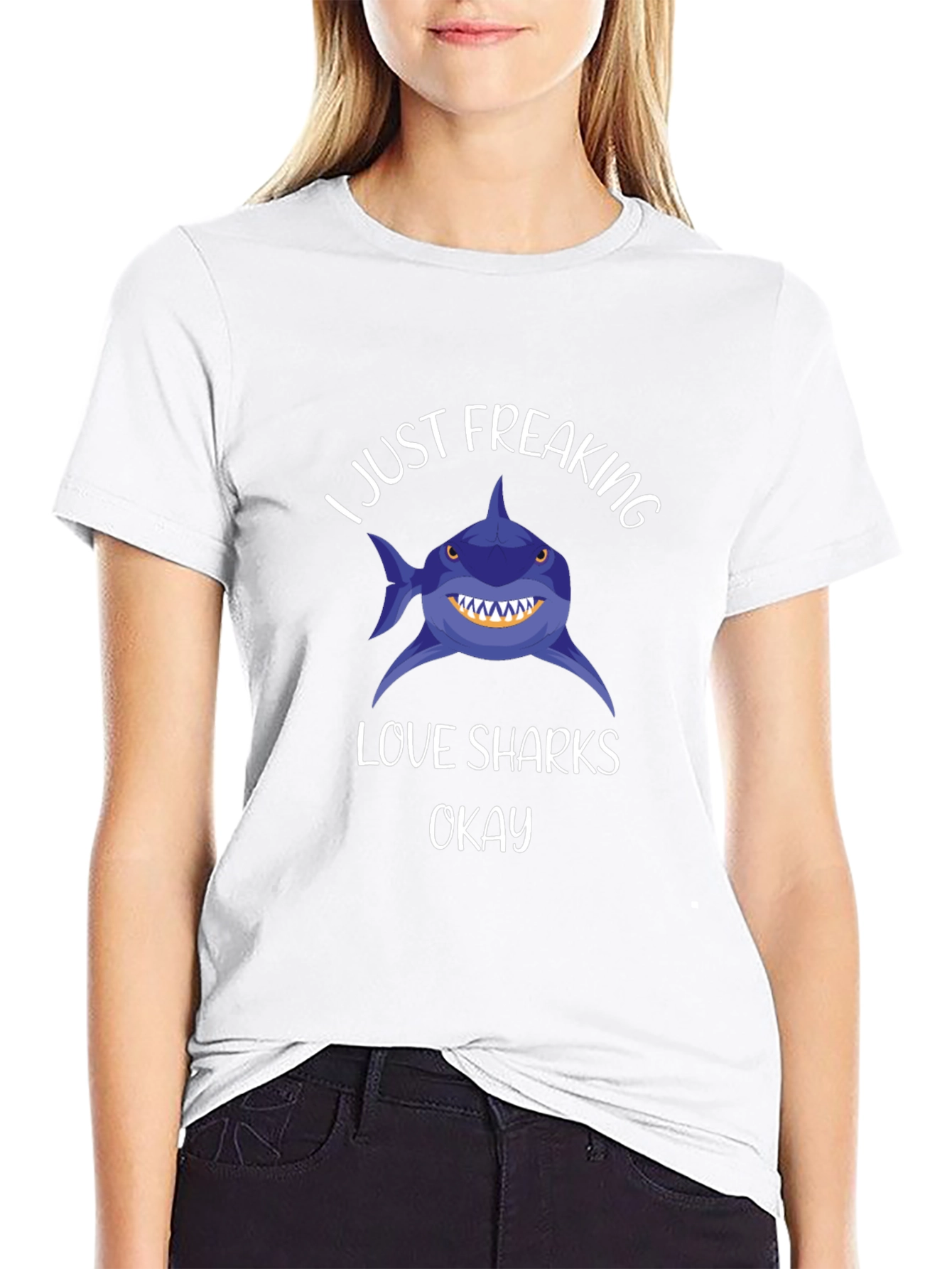 Black I Just Freaking Love Sharks T-Shirt view 9