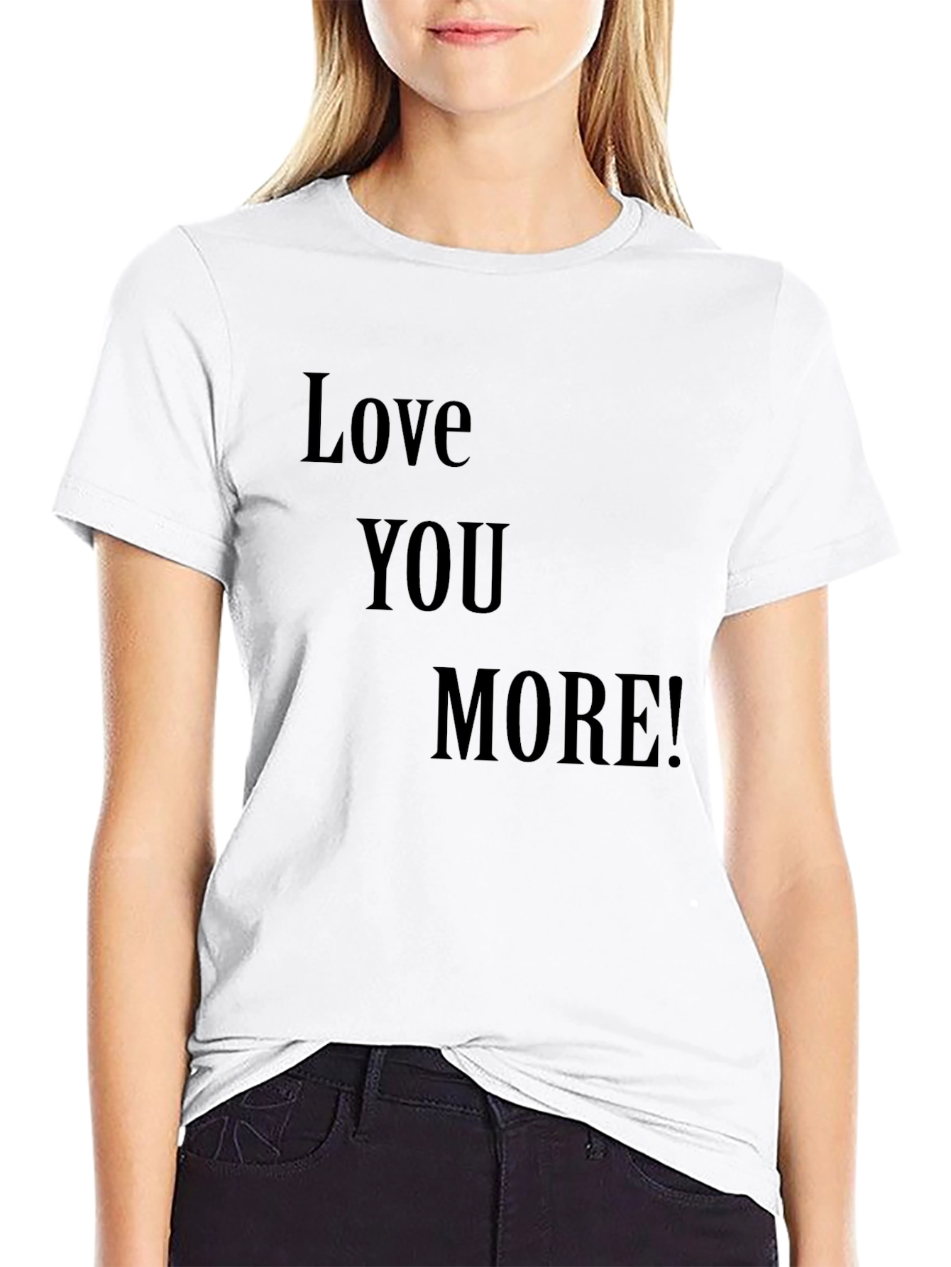 Black Love You More! Graphic Black T-Shirt view 9