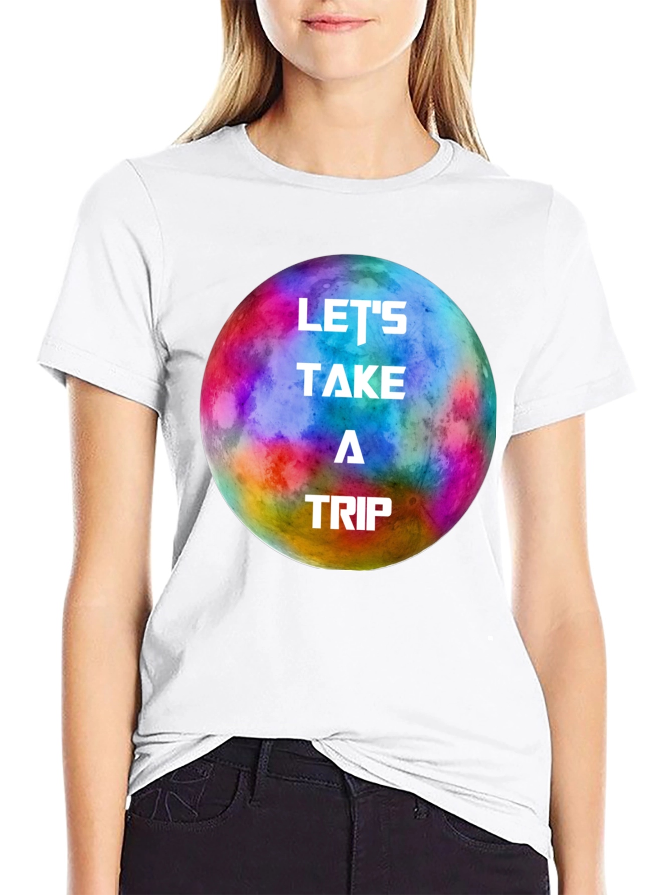 Black Let's Take a Trip Graphic Tee - Colorful Space Adventure view 9