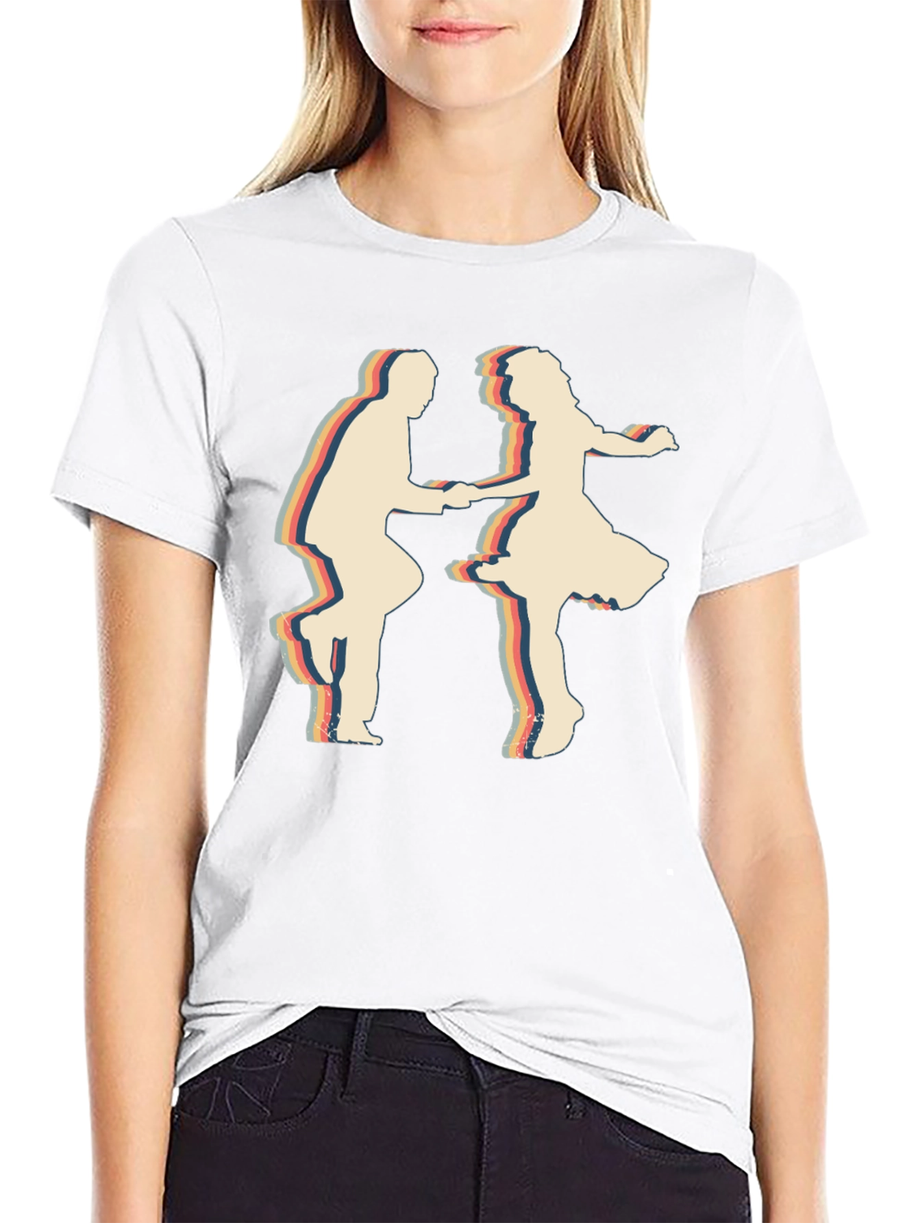 Black Retro Dance Silhouette T-Shirt view 9