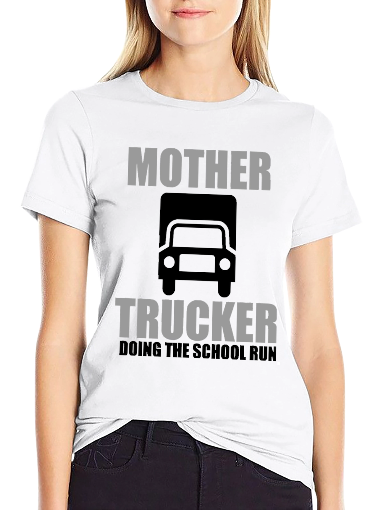 Black Mother Trucker T-Shirt: Doing the School Run Funny Tee view 9