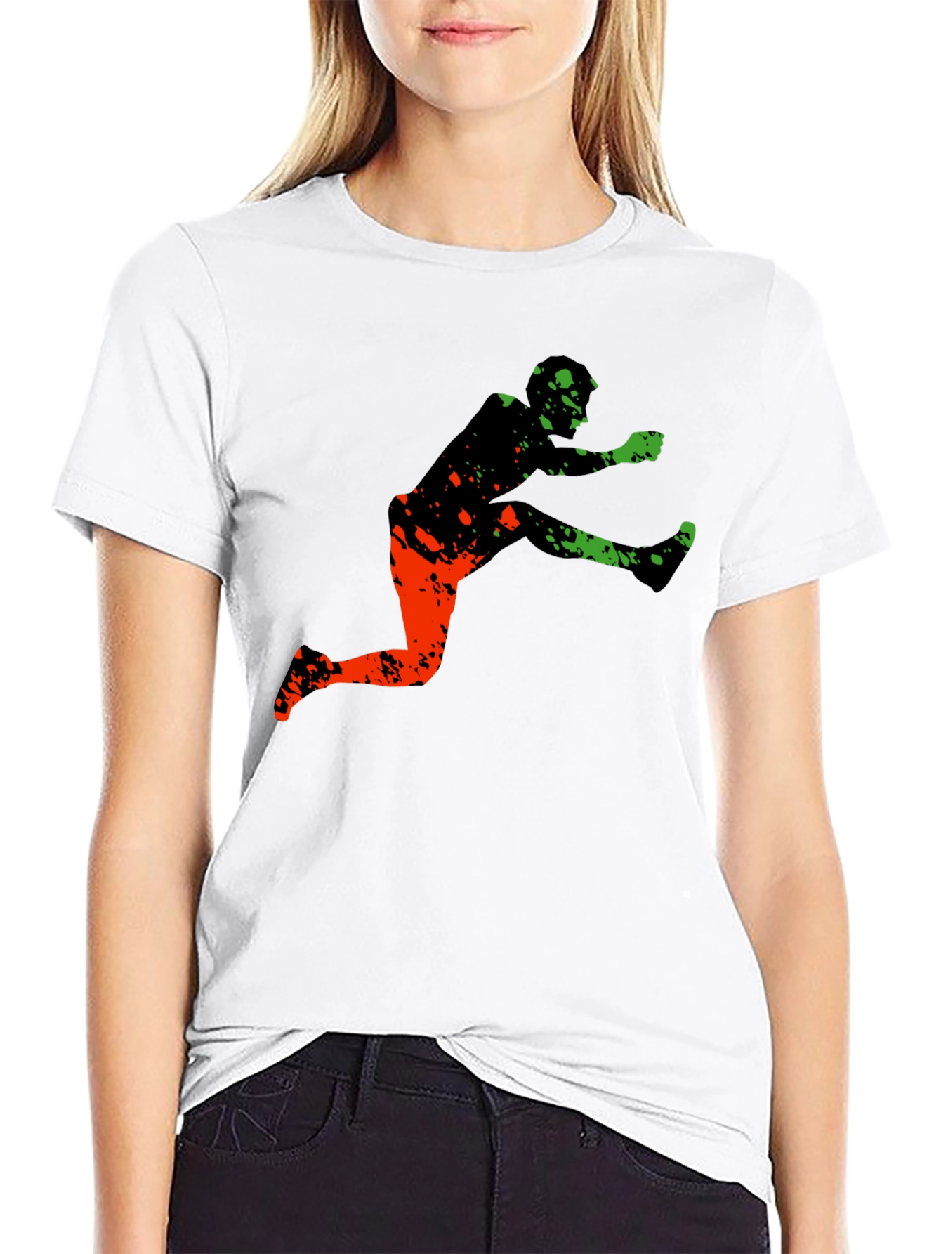 Black Athletic Graphic Tee - Leap Over Obstacles in Style view 9