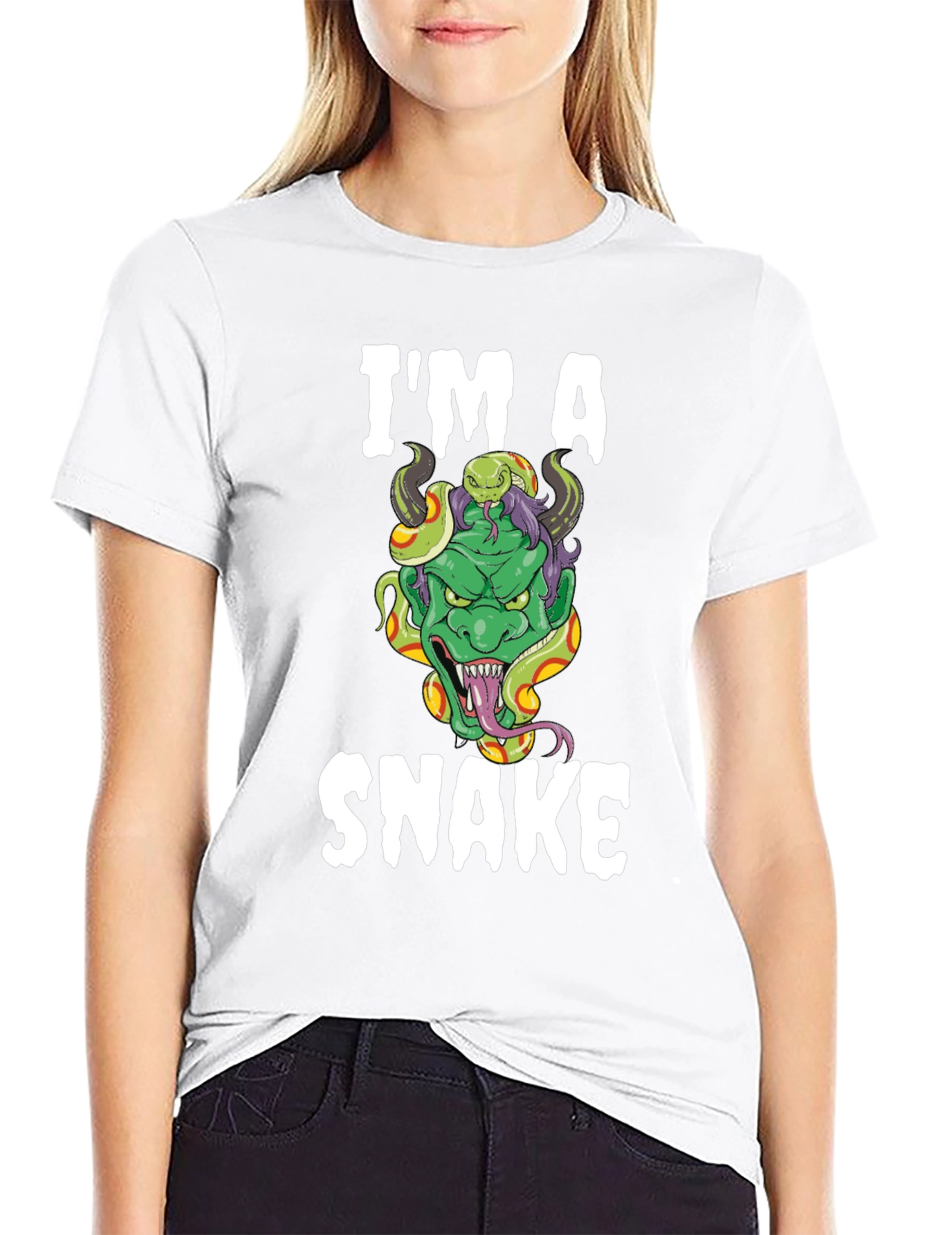 Black I'm A Snake Graphic T-Shirt view 9