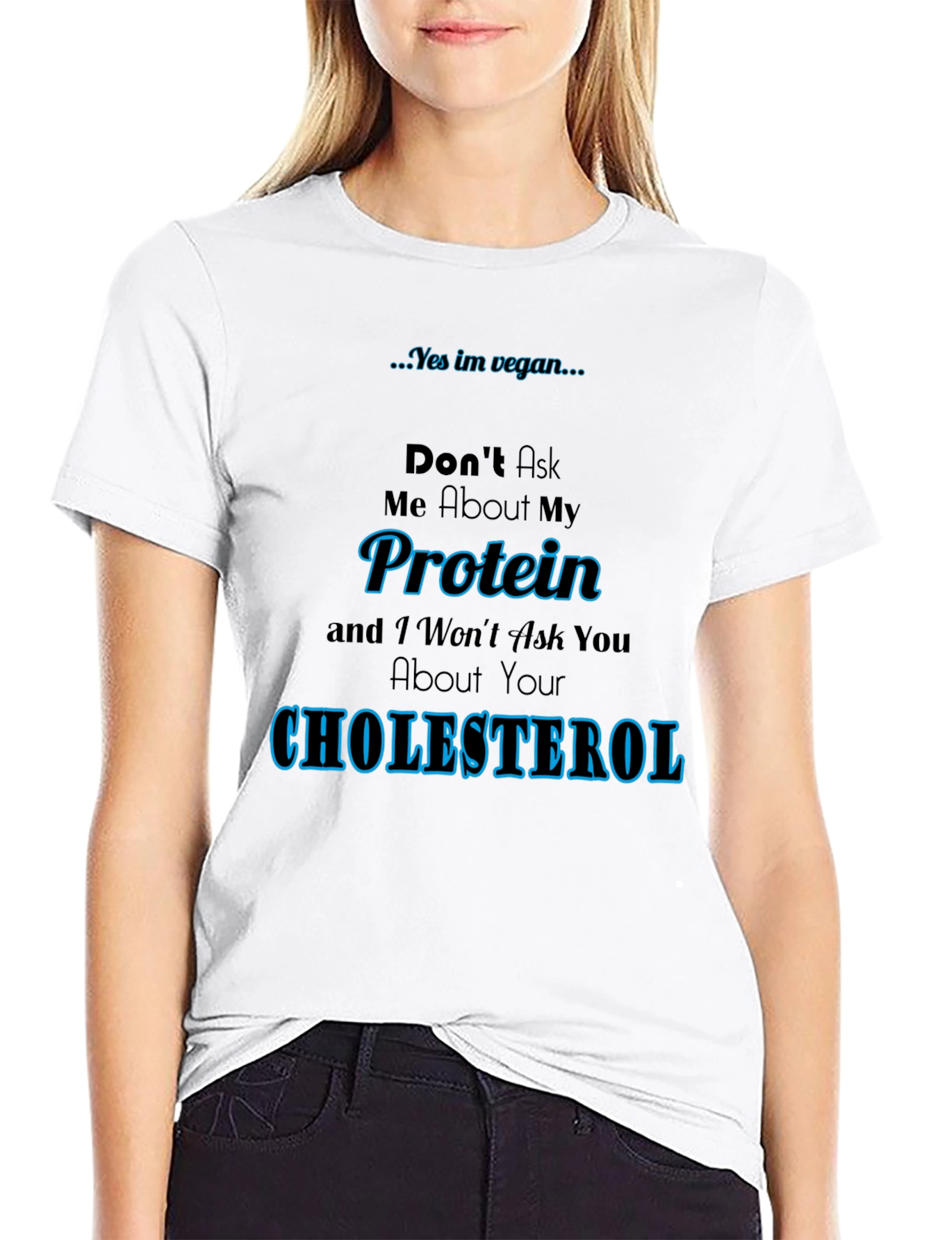 Black Vegan Protein Cholesterol T-Shirt view 9