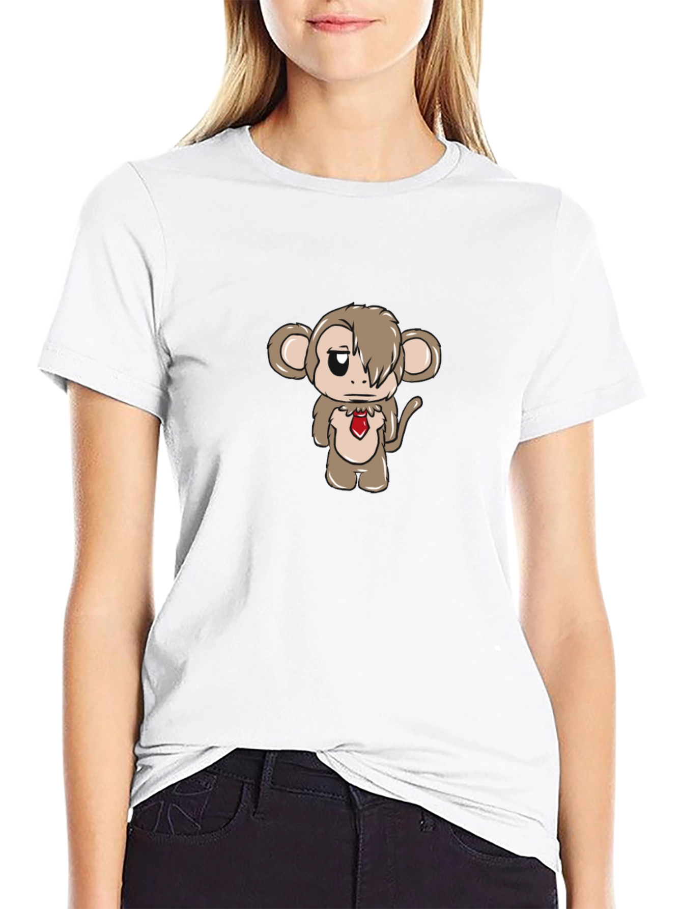Black Sad Monkey Graphic T-Shirt - Black Cotton Blend view 9