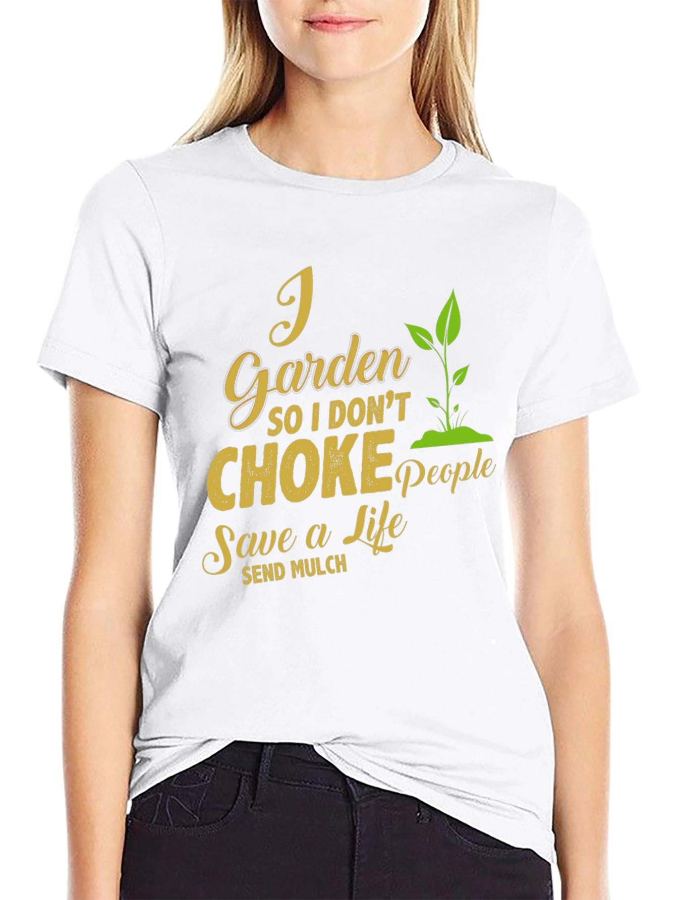 Black I Garden So I Don't Choke People T-Shirt view 9