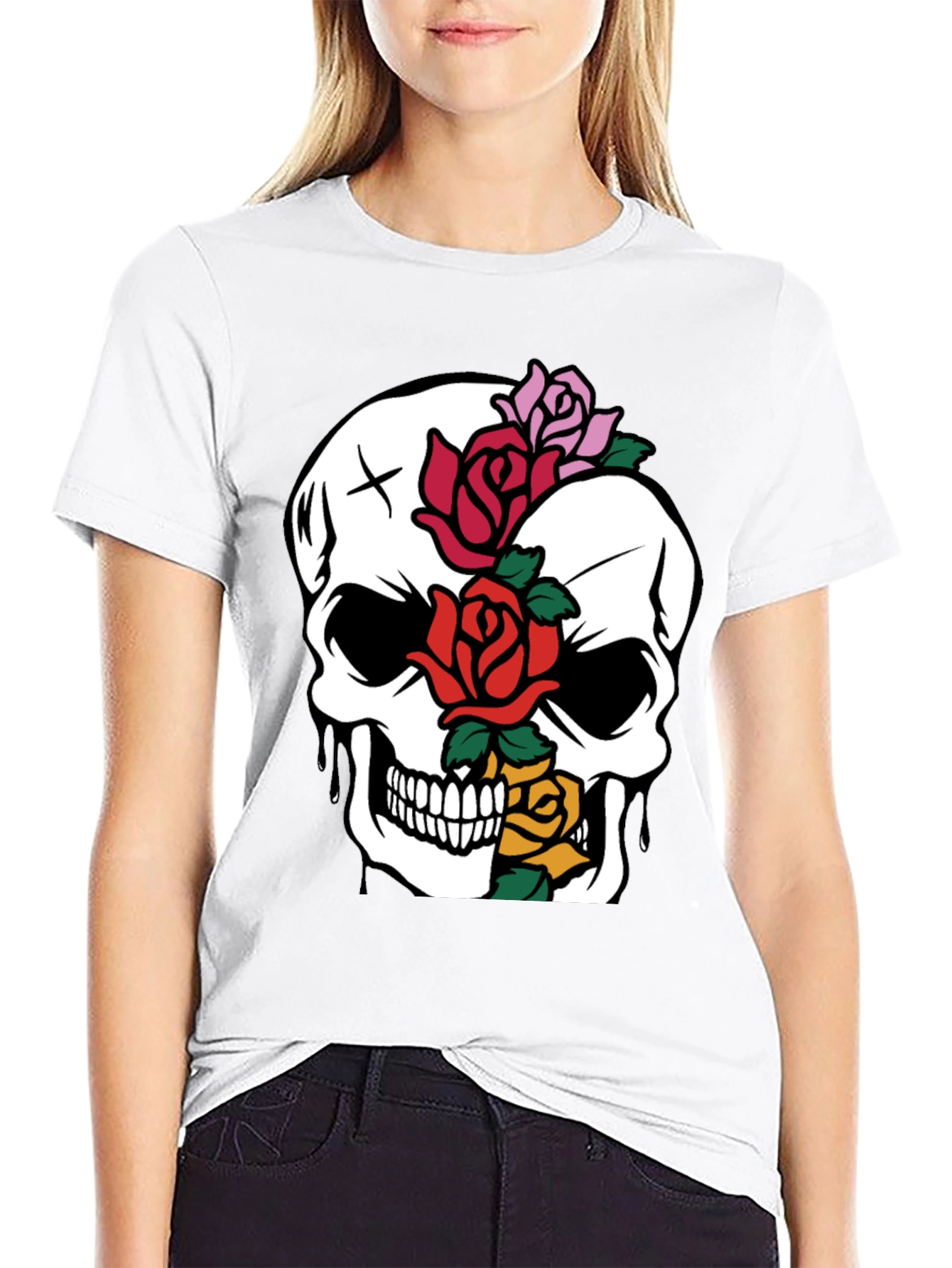 Black Skull & Roses Graphic Tee - Unique Style view 9