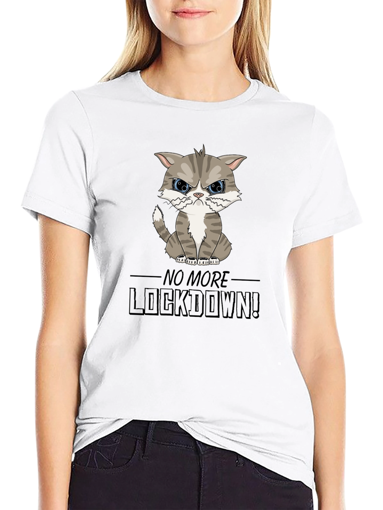 Black Grumpy Cat Lockdown T-Shirt view 9