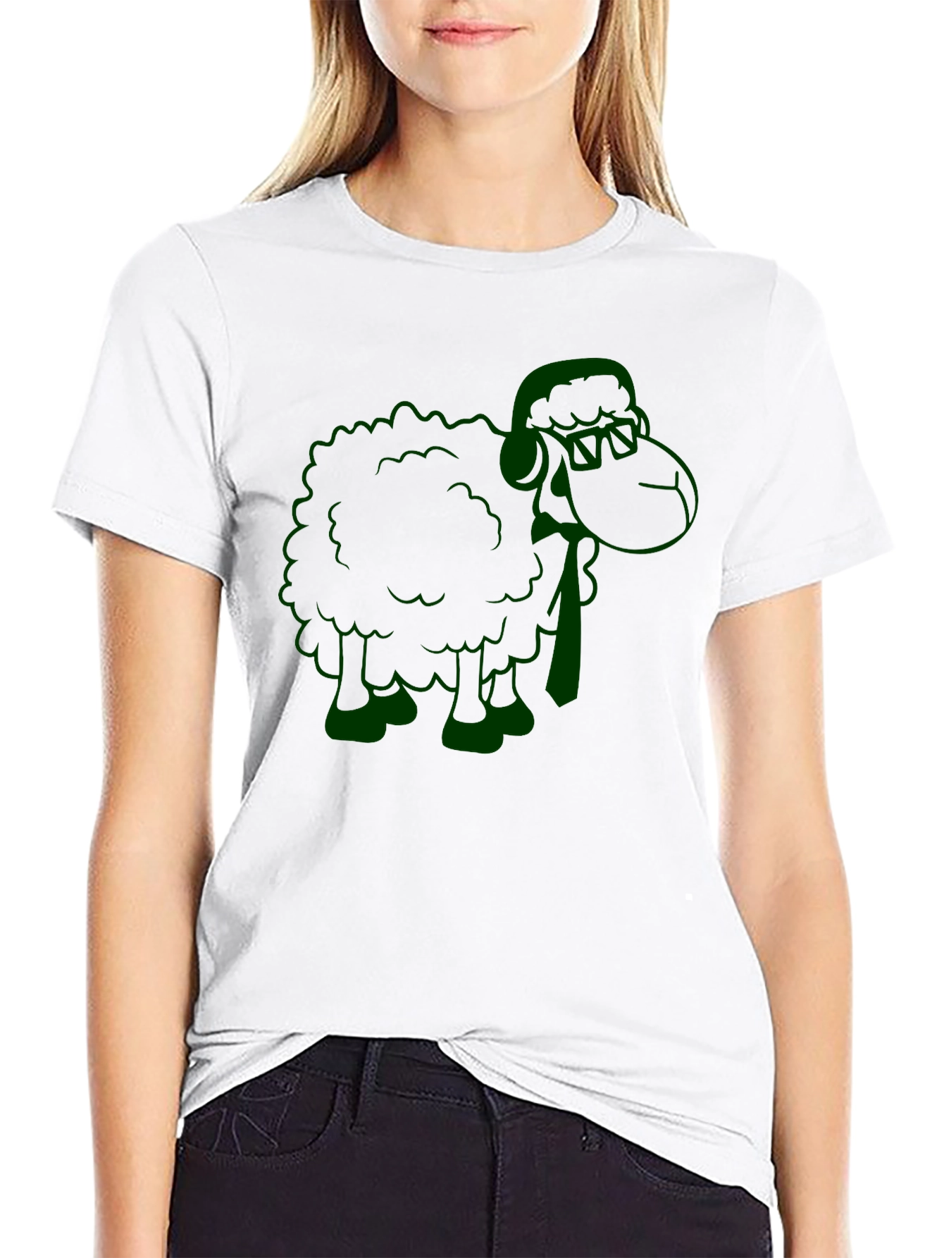 Black Green Sheep Graphic Black T-Shirt view 9