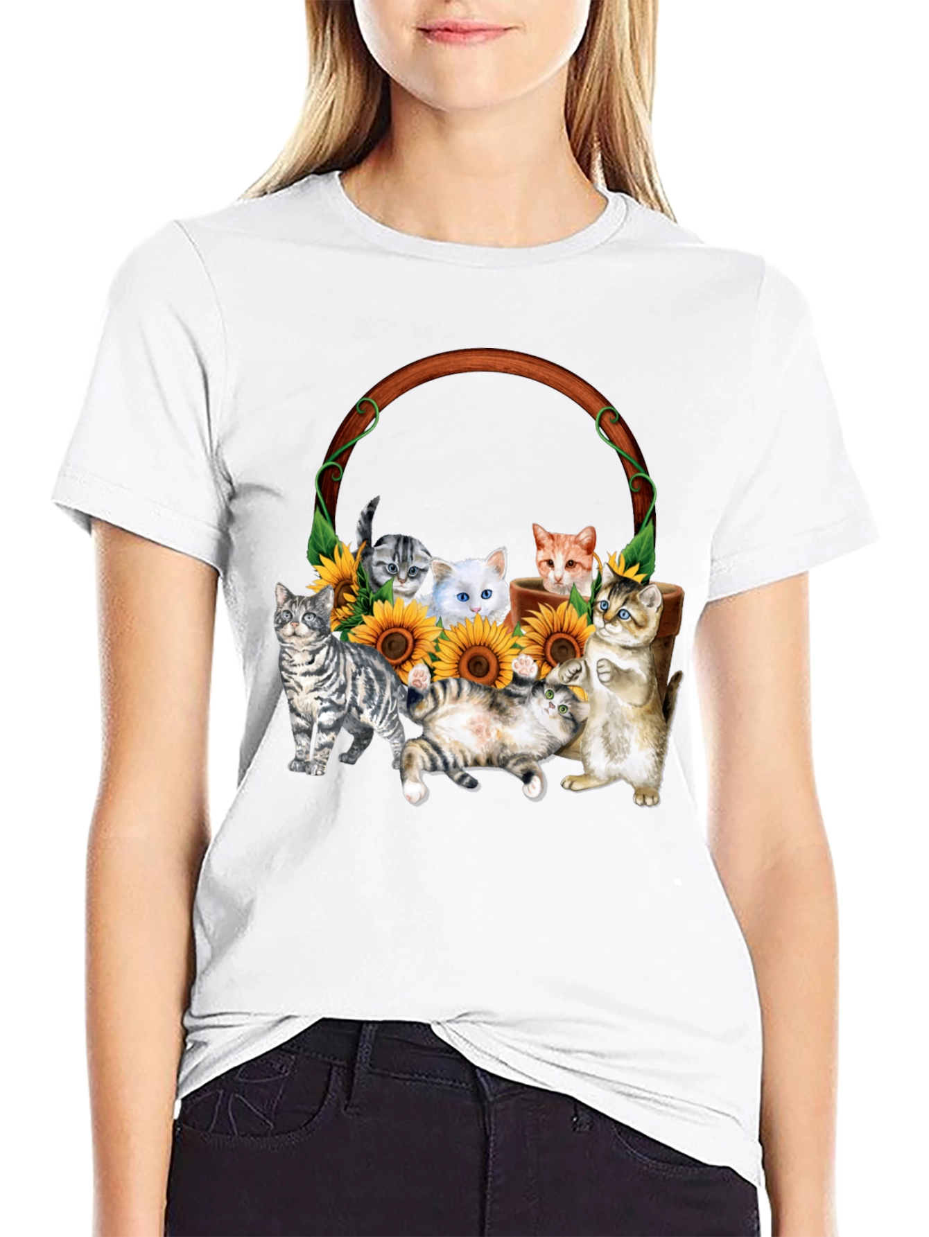 Black Cats and Sunflowers Graphic Tee view 9