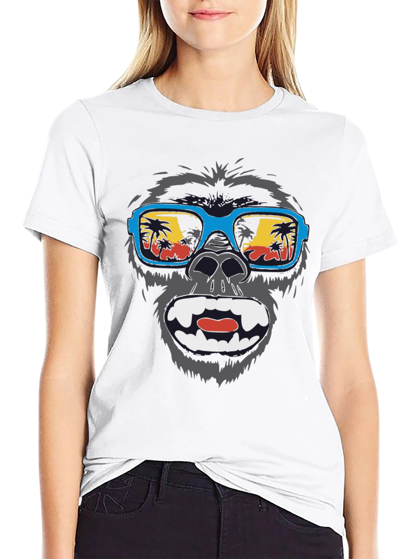 Black Cool Gorilla Beach T-Shirt - Summer Vibes view 9