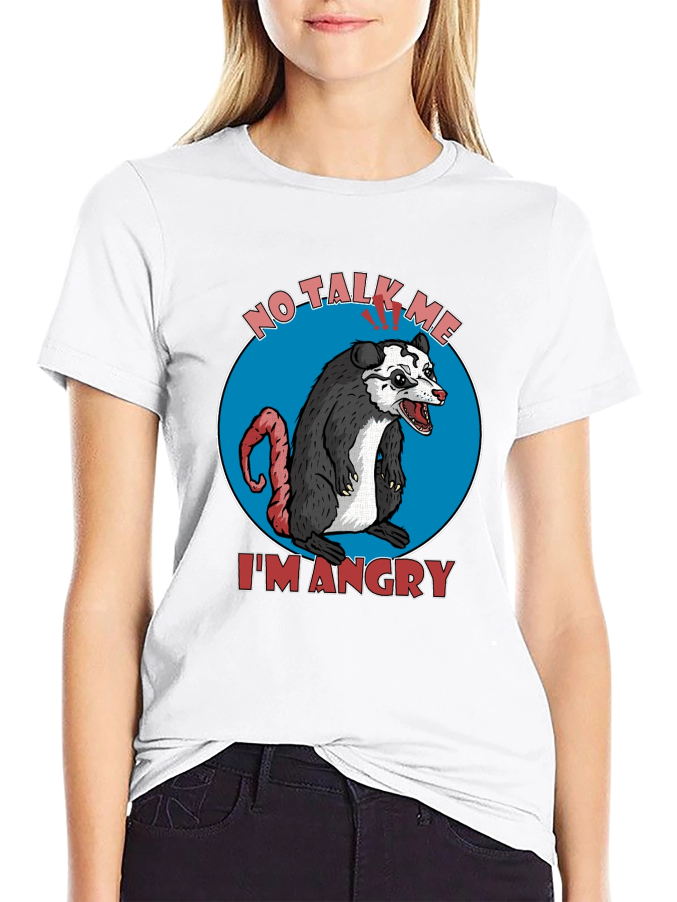 Black Angry Opossum Graphic Tee - No Talk Me I'm Angry! view 9