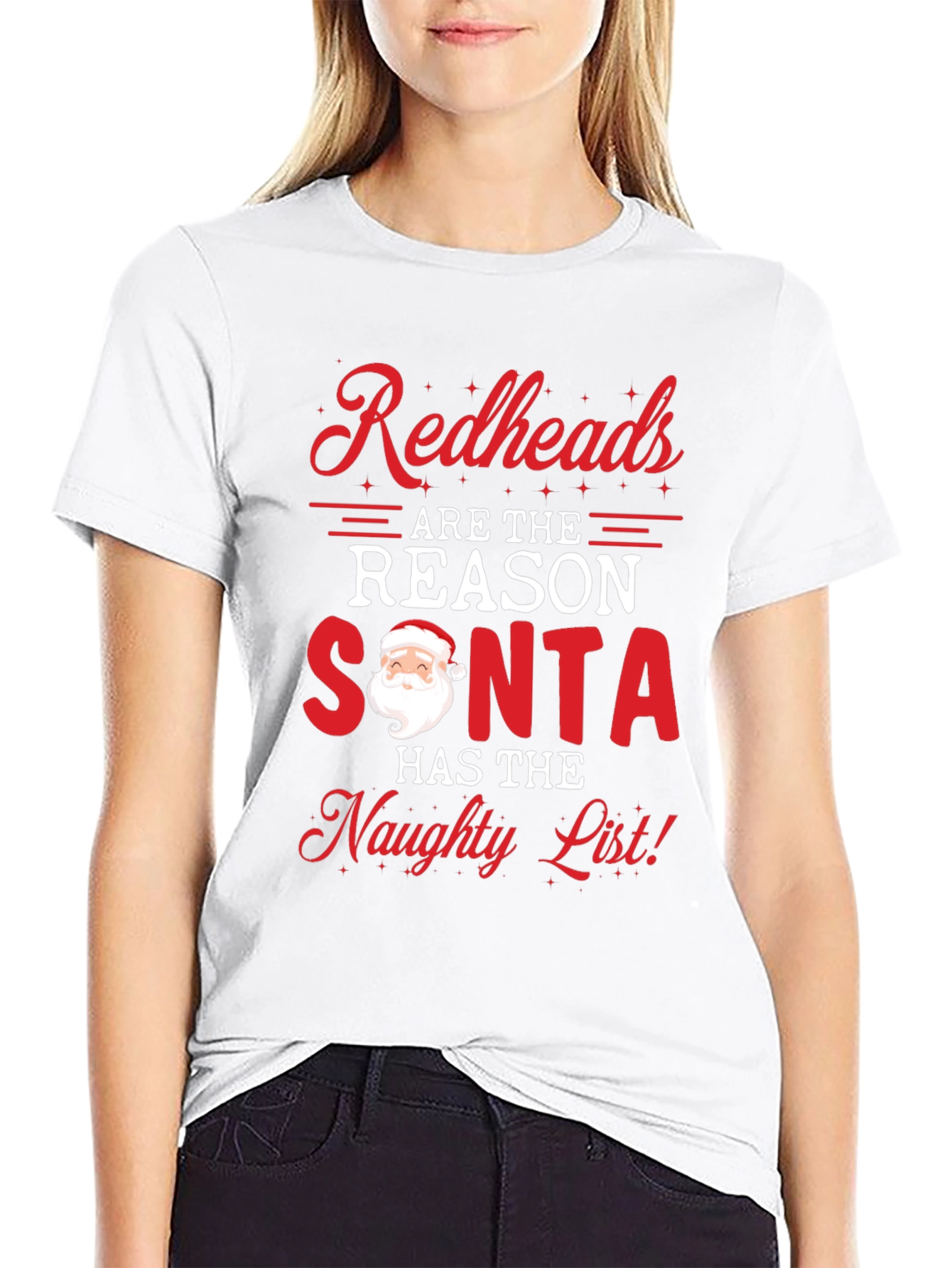 Black Redheads Reason for Santa's Naughty List Black Tee view 9