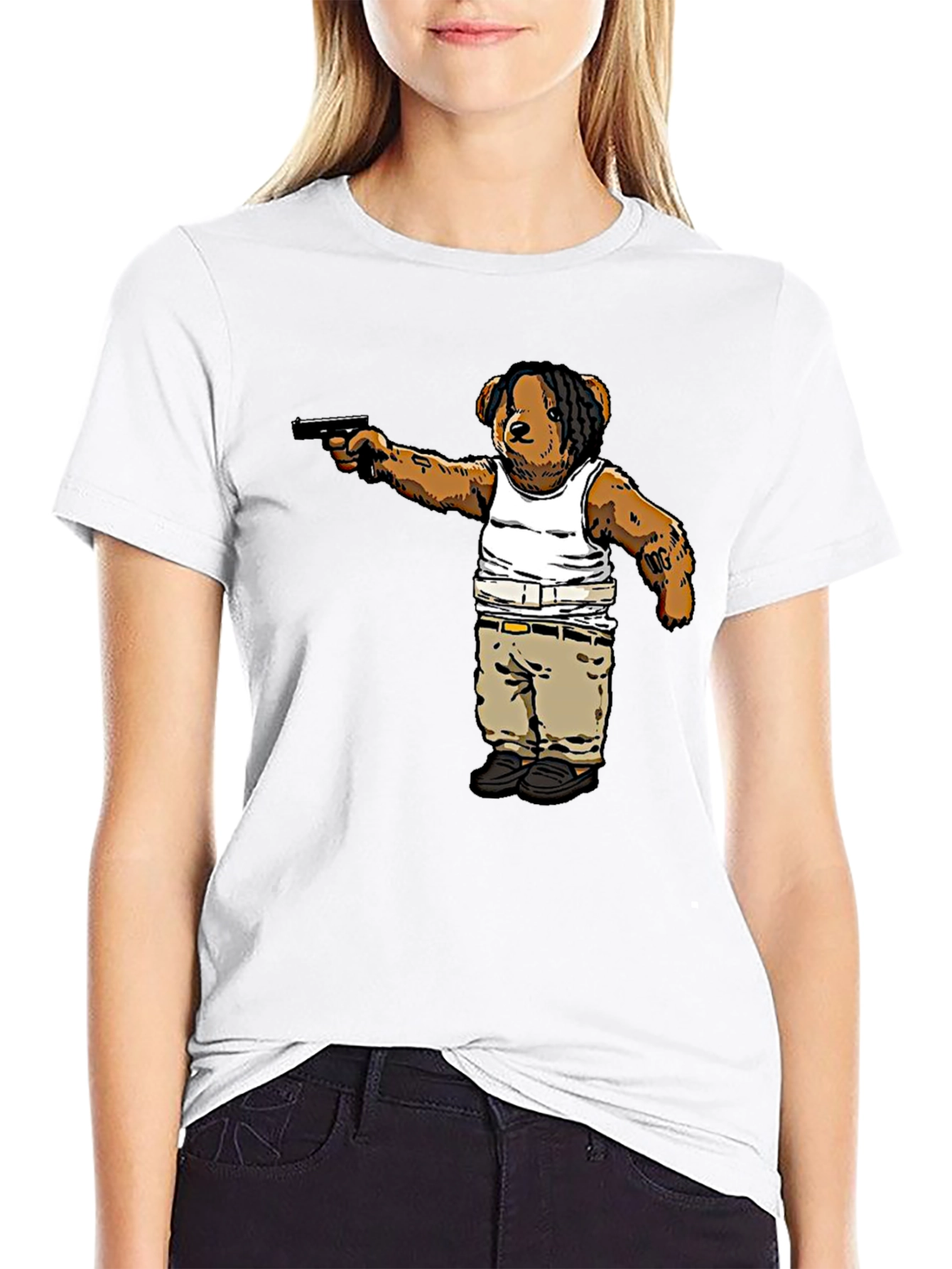 Black Gangster Teddy Bear Graphic T-Shirt view 9