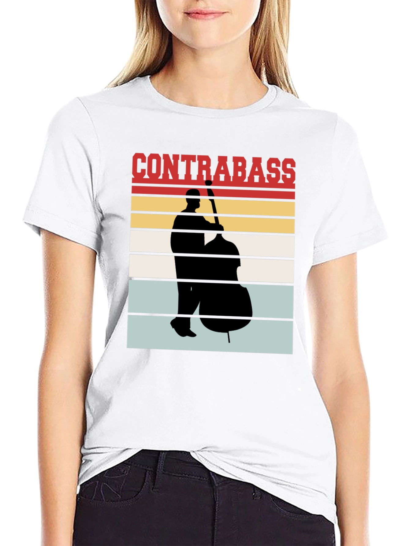 Black Contrabass Player Retro T-Shirt Music Lover Gift view 9