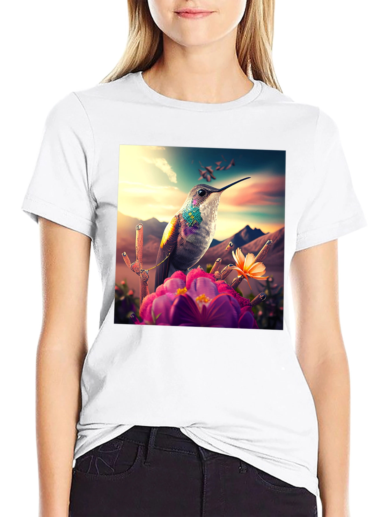 Black Hummingbird T-Shirt - Nature Graphic Tee view 9