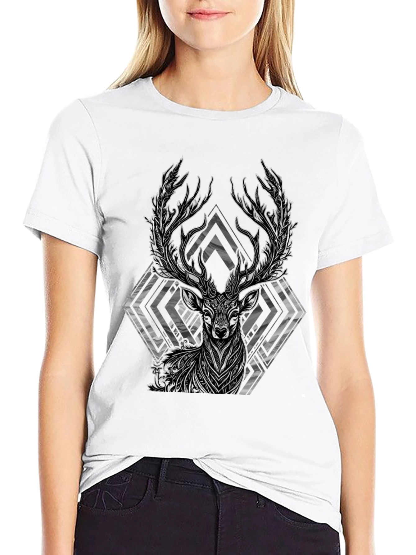 Black Mystic Stag Graphic Tee - Black Cotton Blend view 9