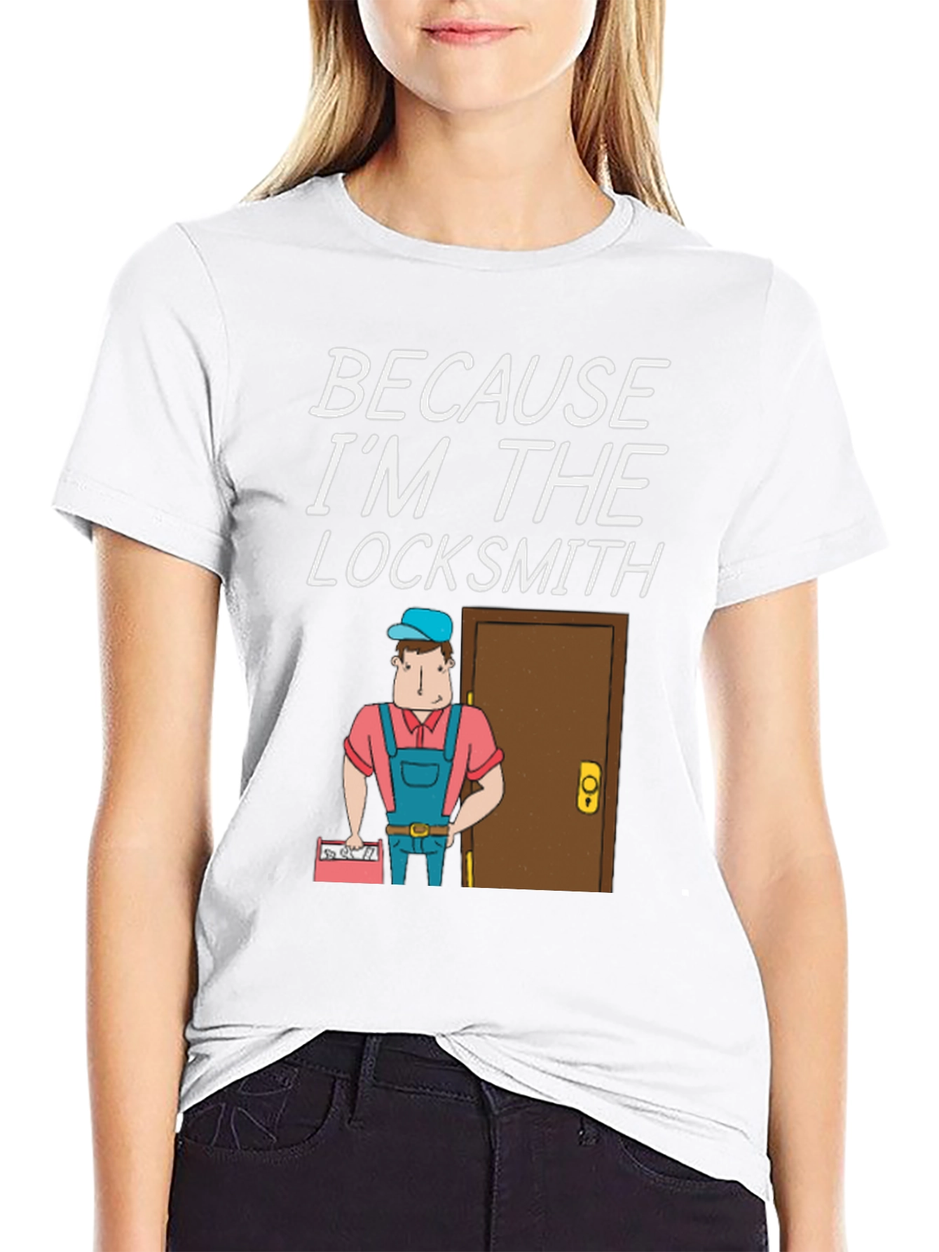 Black Locksmith T-Shirt - "Because I'm The Locksmith" Fun Design view 9