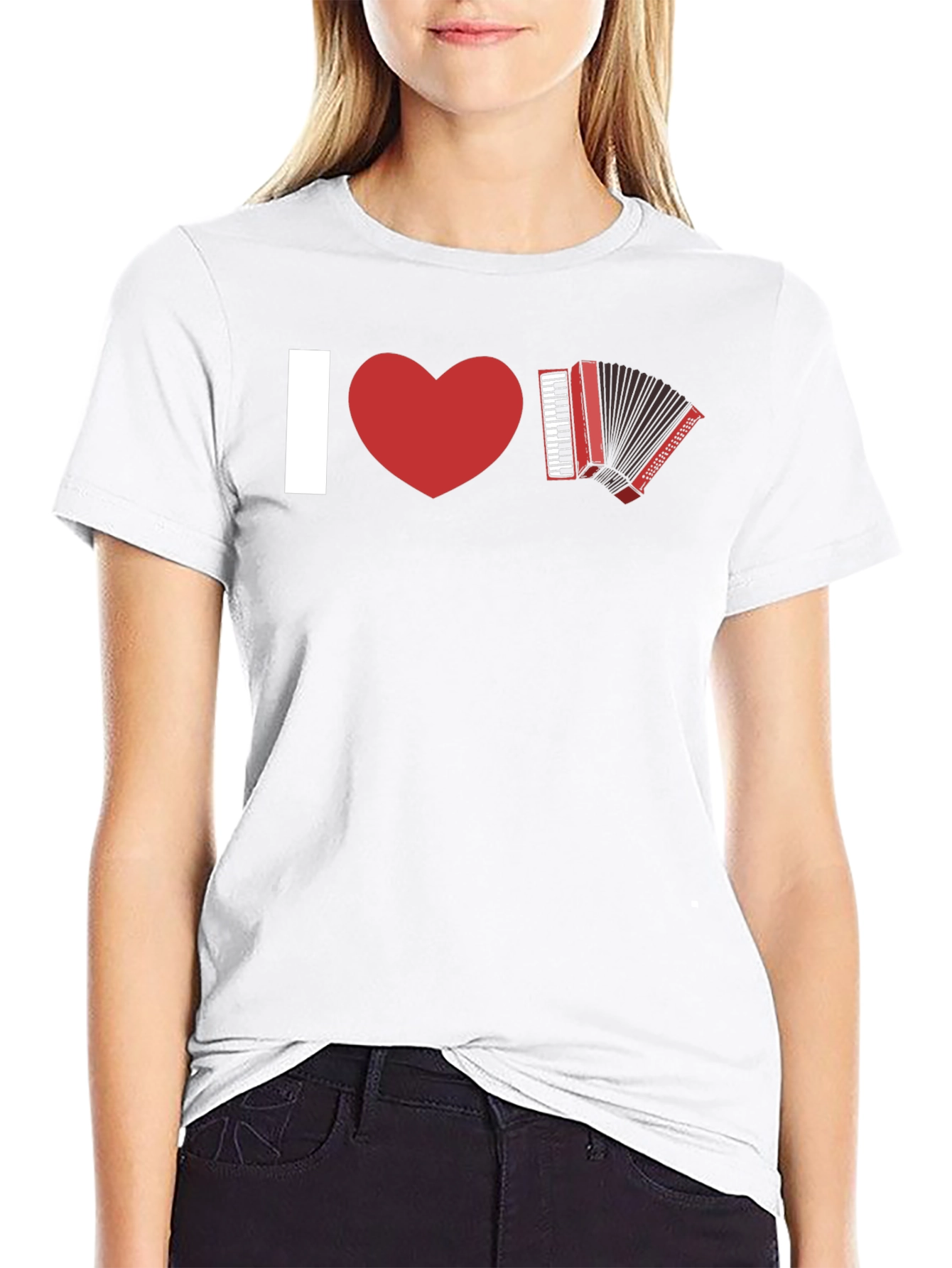 Black I Heart Accordion Tee - Musician's Statement T-Shirt view 9