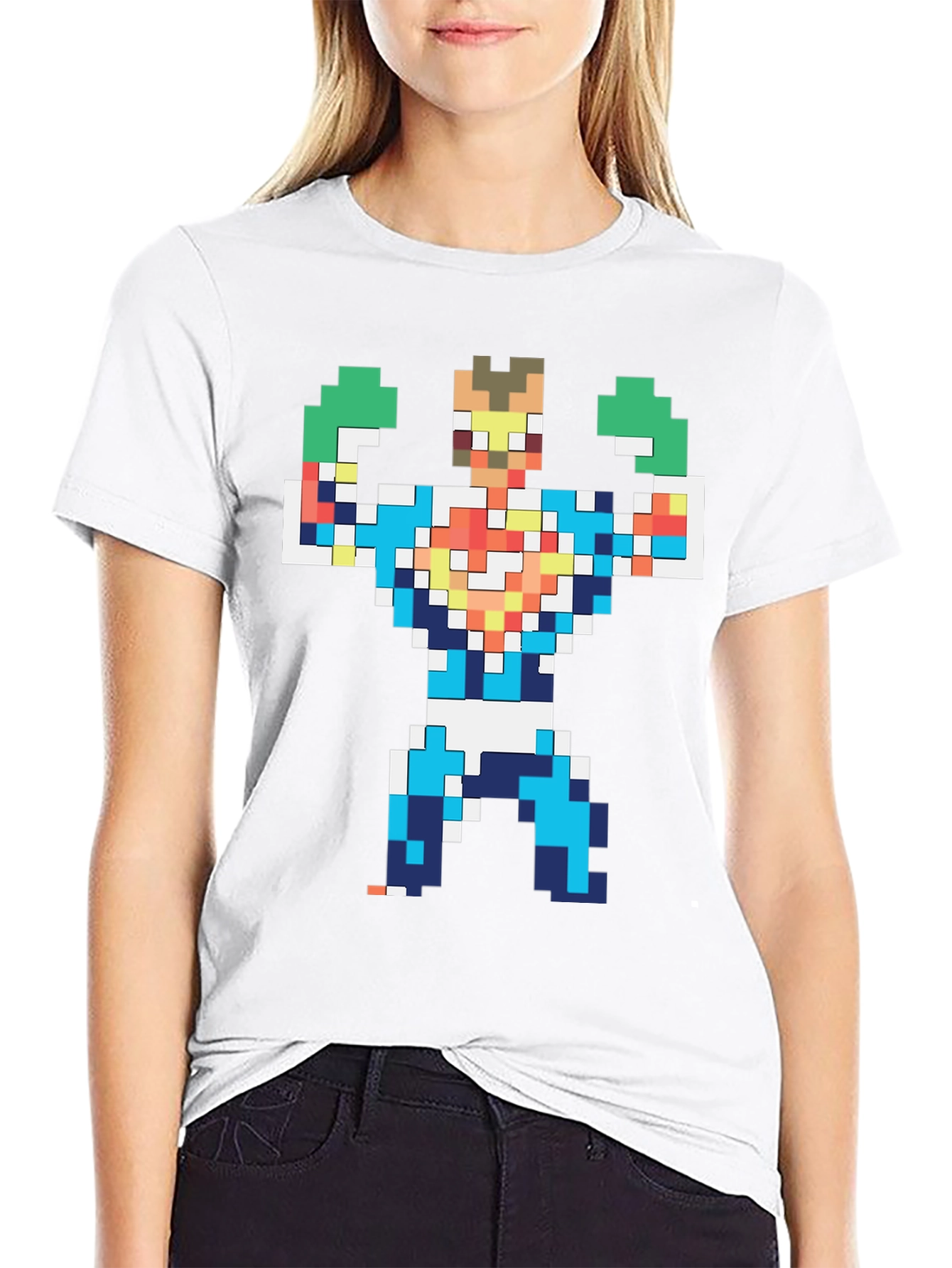Black Pixelated Hero Graphic T-Shirt - Retro Gaming Style view 9