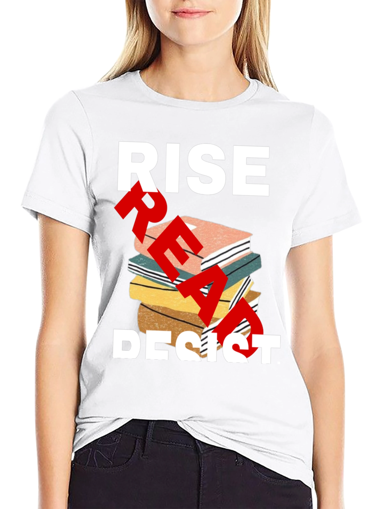 Black Rise Read Resist T-Shirt - Empowering Statement Tee view 9
