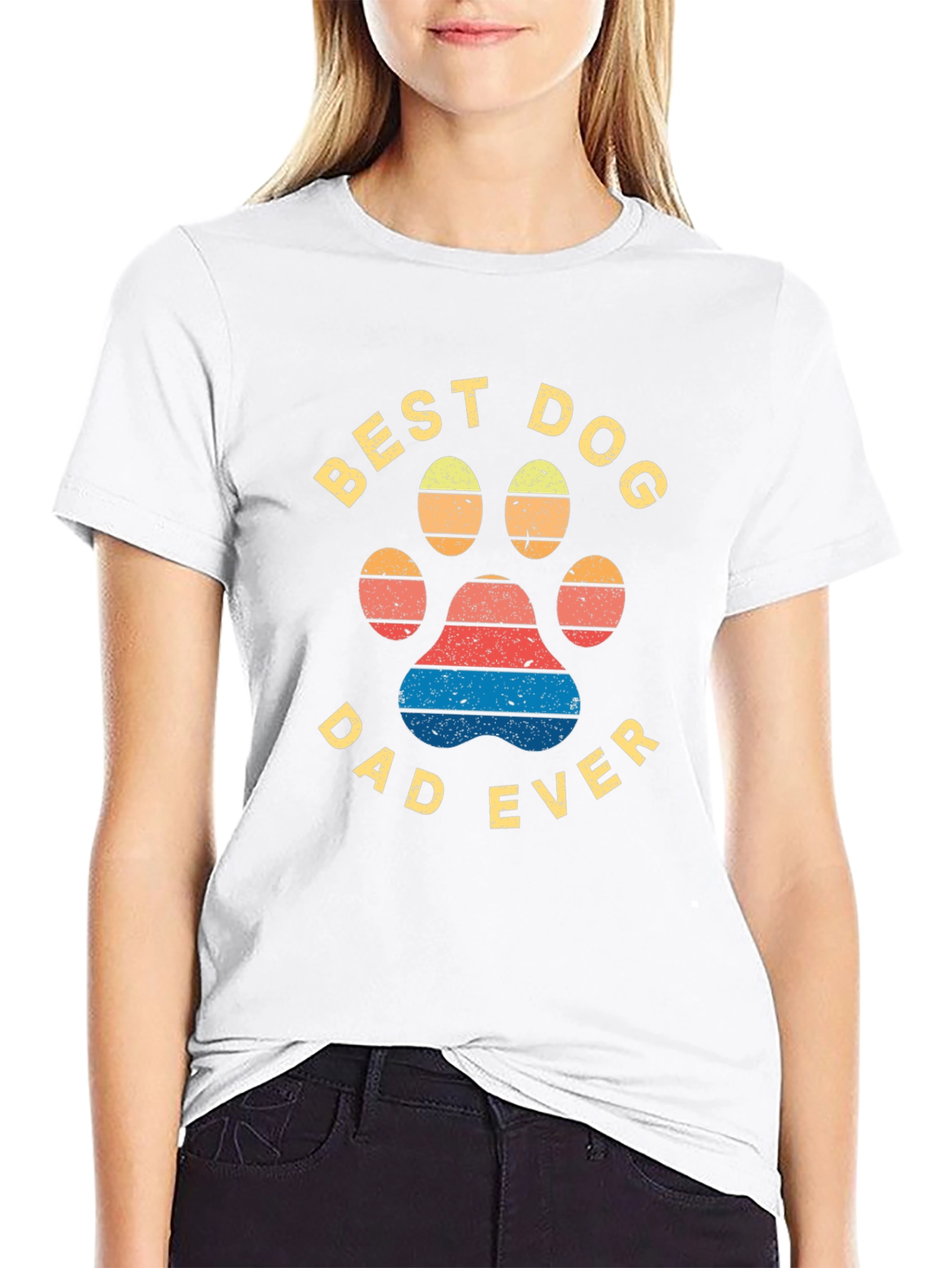 Black Best Dog Dad Ever T-Shirt - Black, Paw Print Design view 9