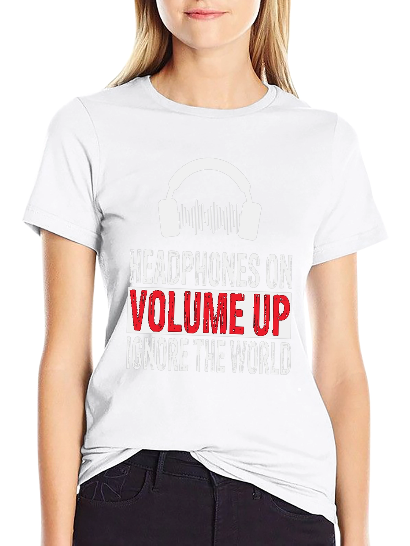 Black Headphones On Volume Up Graphic T-Shirt view 9