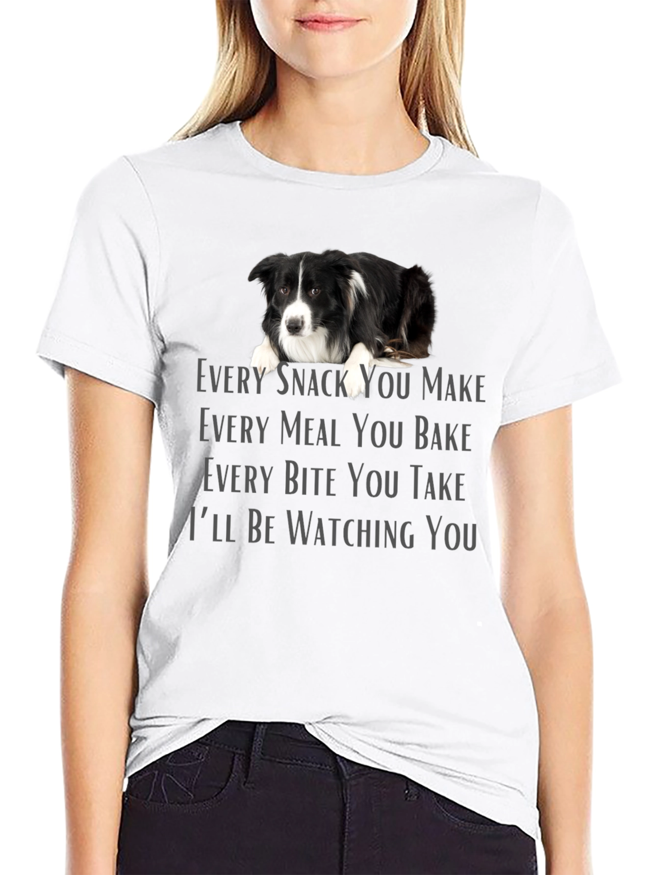Black Funny Dog Watching You Graphic T-Shirt view 9