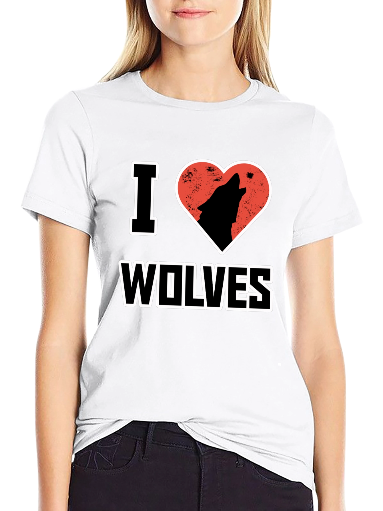 Black I Heart Wolves T-Shirt view 9