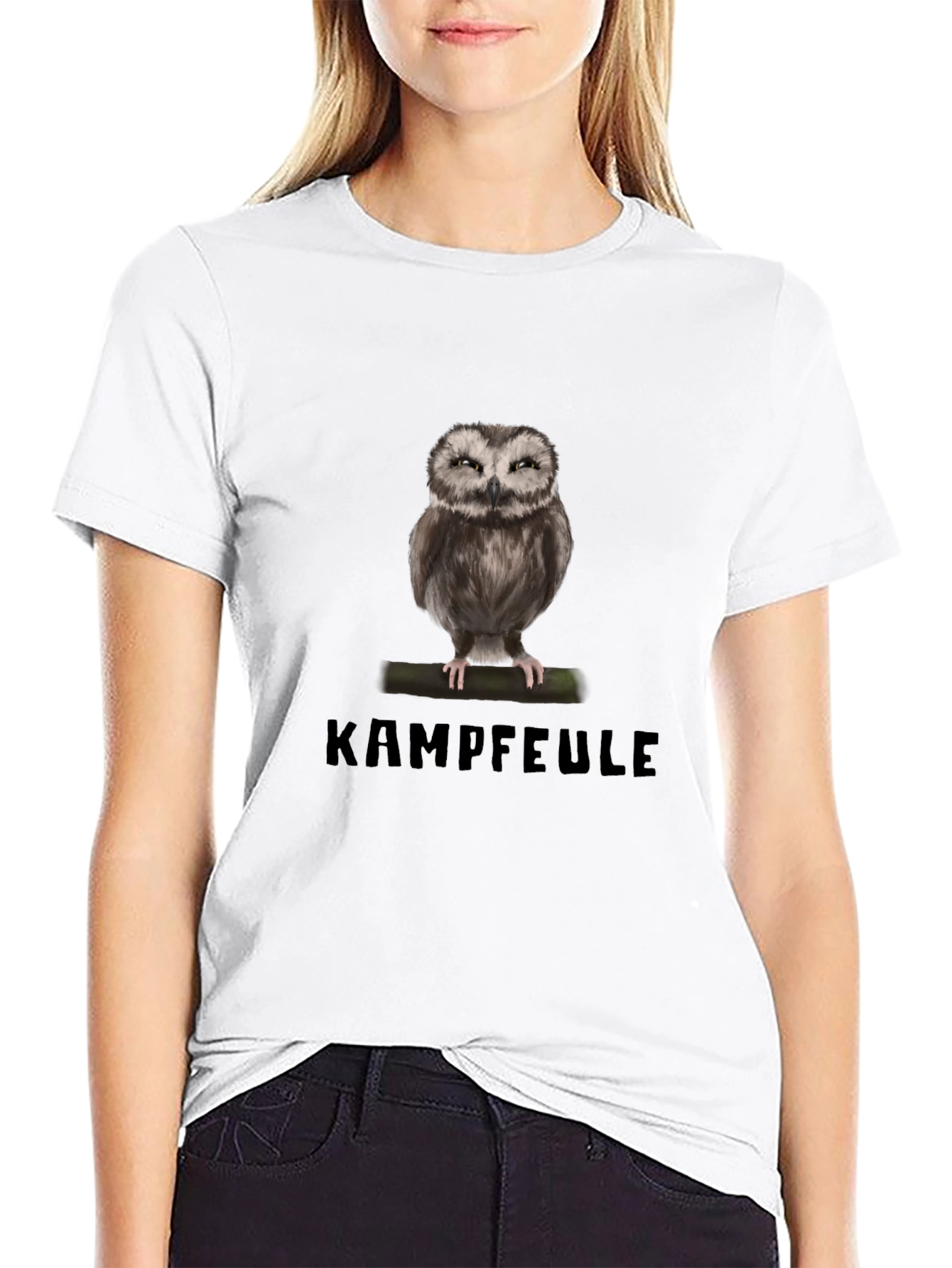 Black Kampfeule Owl Graphic T-Shirt - Black view 9