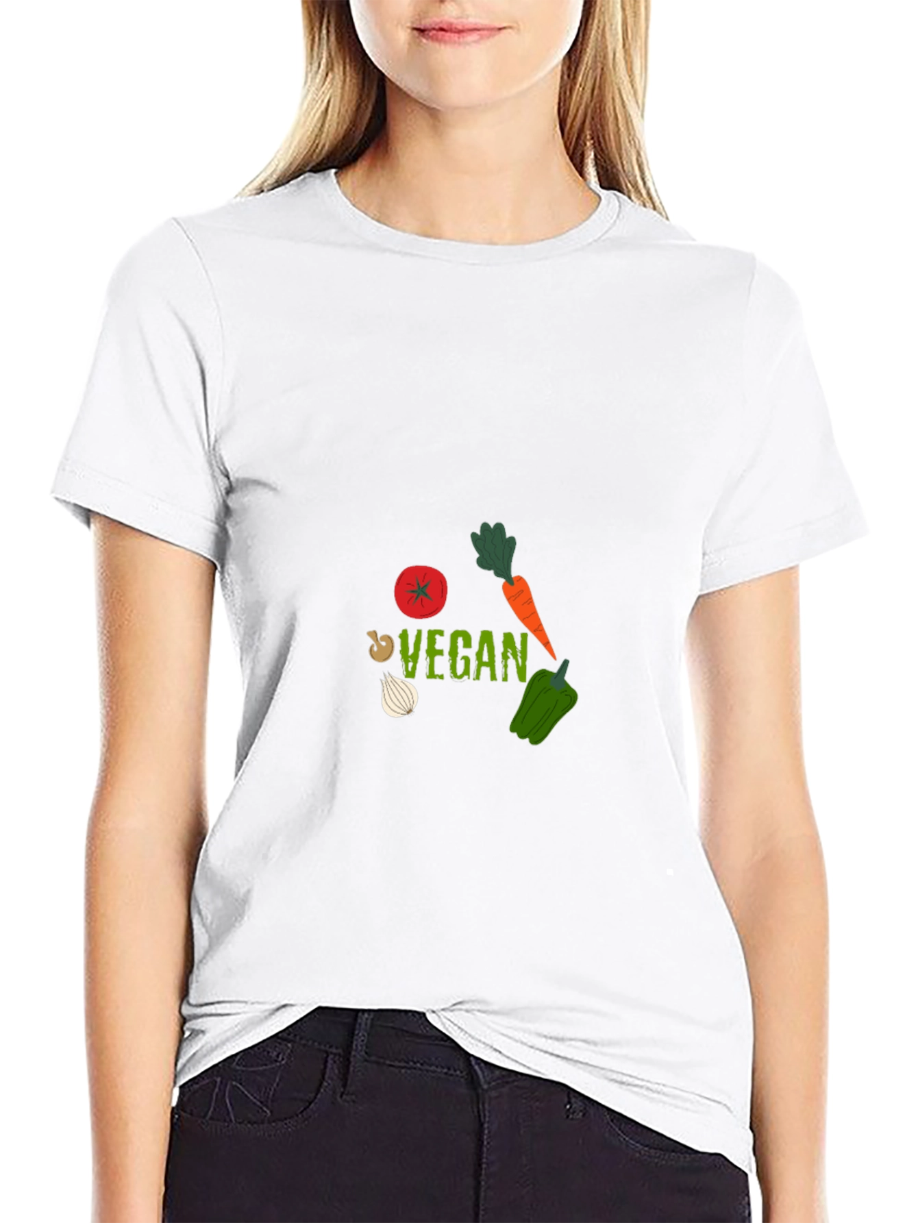 Black Vegan Graphic Tee - Black Cotton T-Shirt view 9