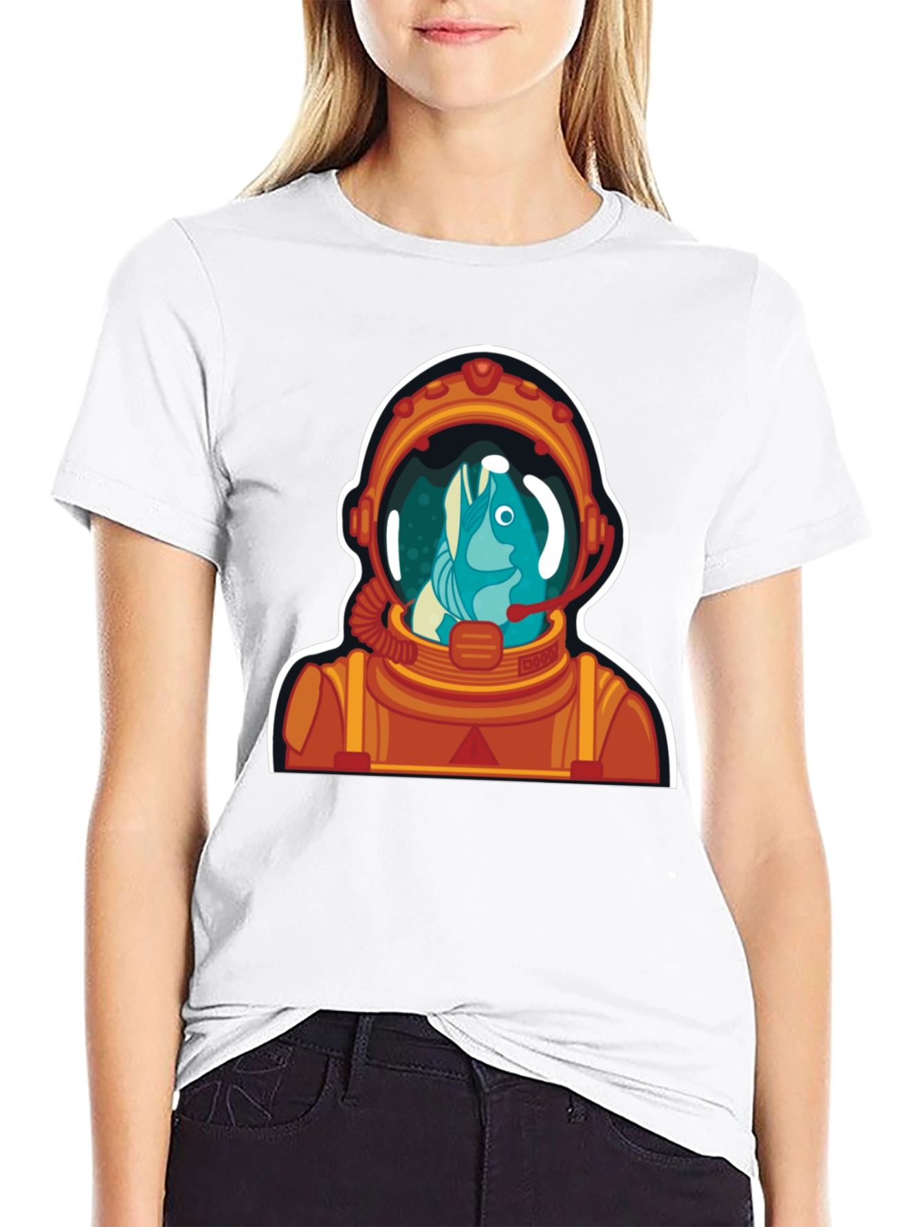 Black Astronaut Fish Graphic Tee - Space Humor view 9