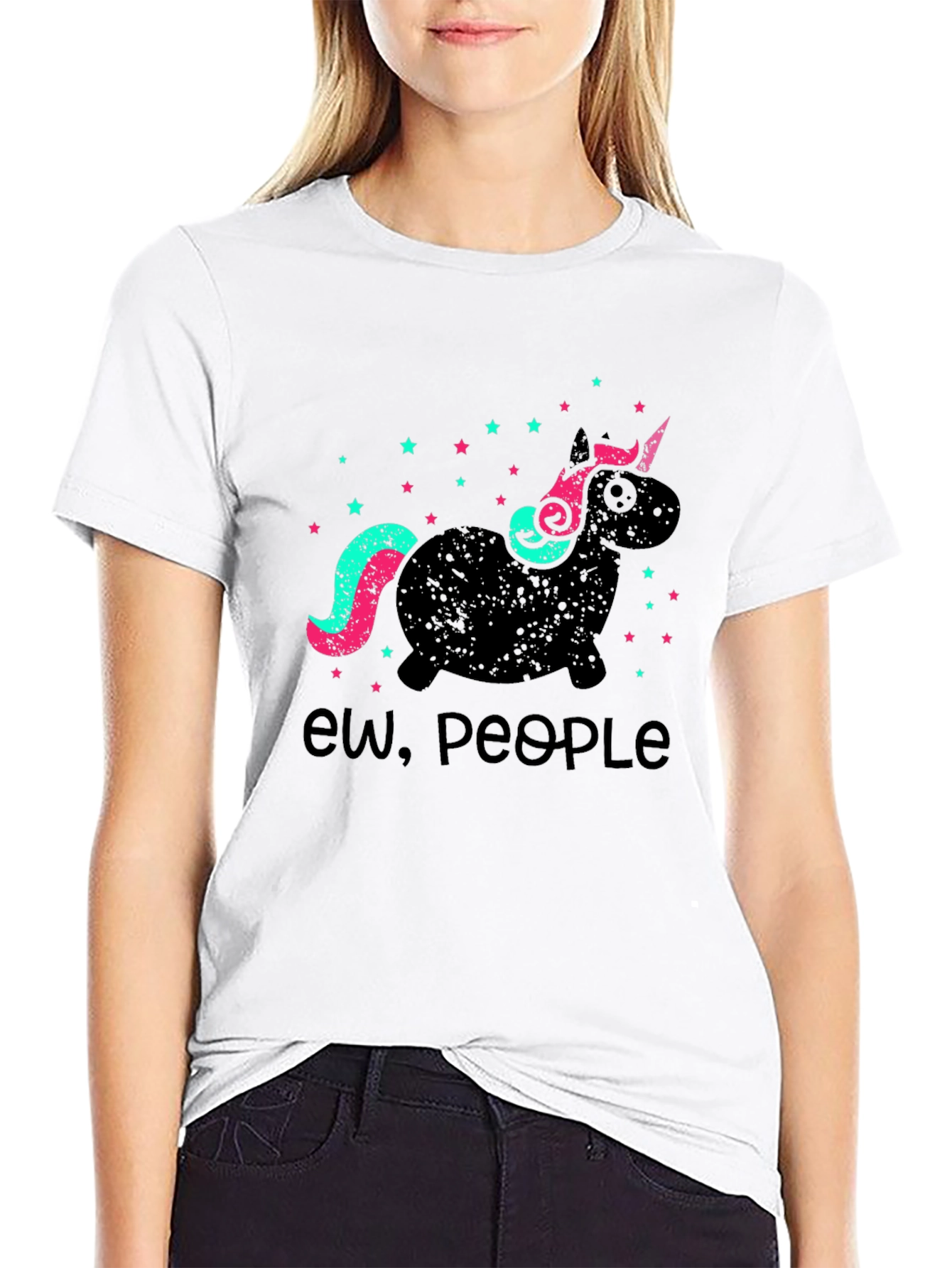 Black Ew People Unicorn Graphic Tee - Soft Cotton Blend view 9