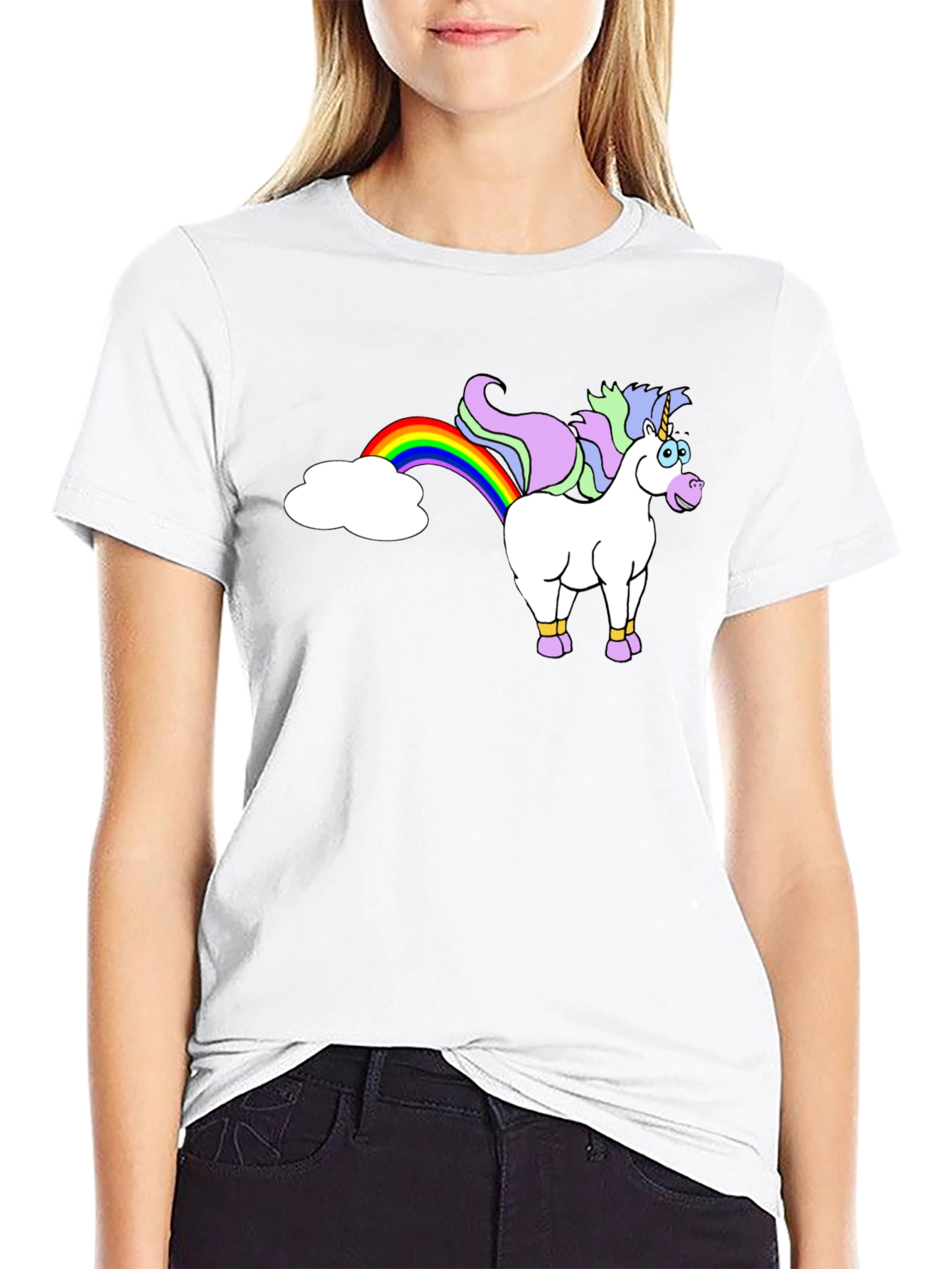 Black Unicorn Rainbow T-Shirt - Black Novelty Tee view 9