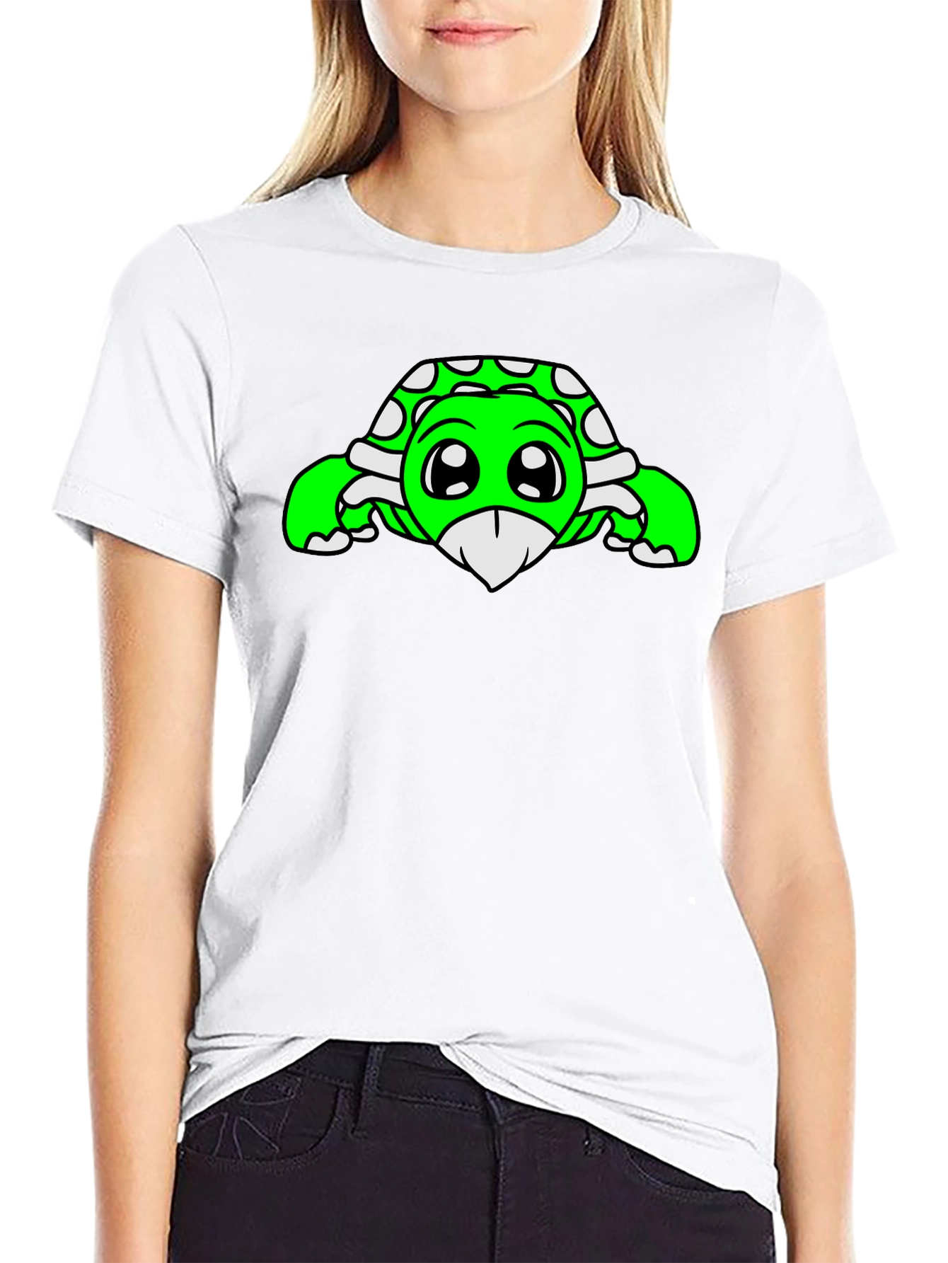 Black Cute Turtle Graphic Tee - Black view 9