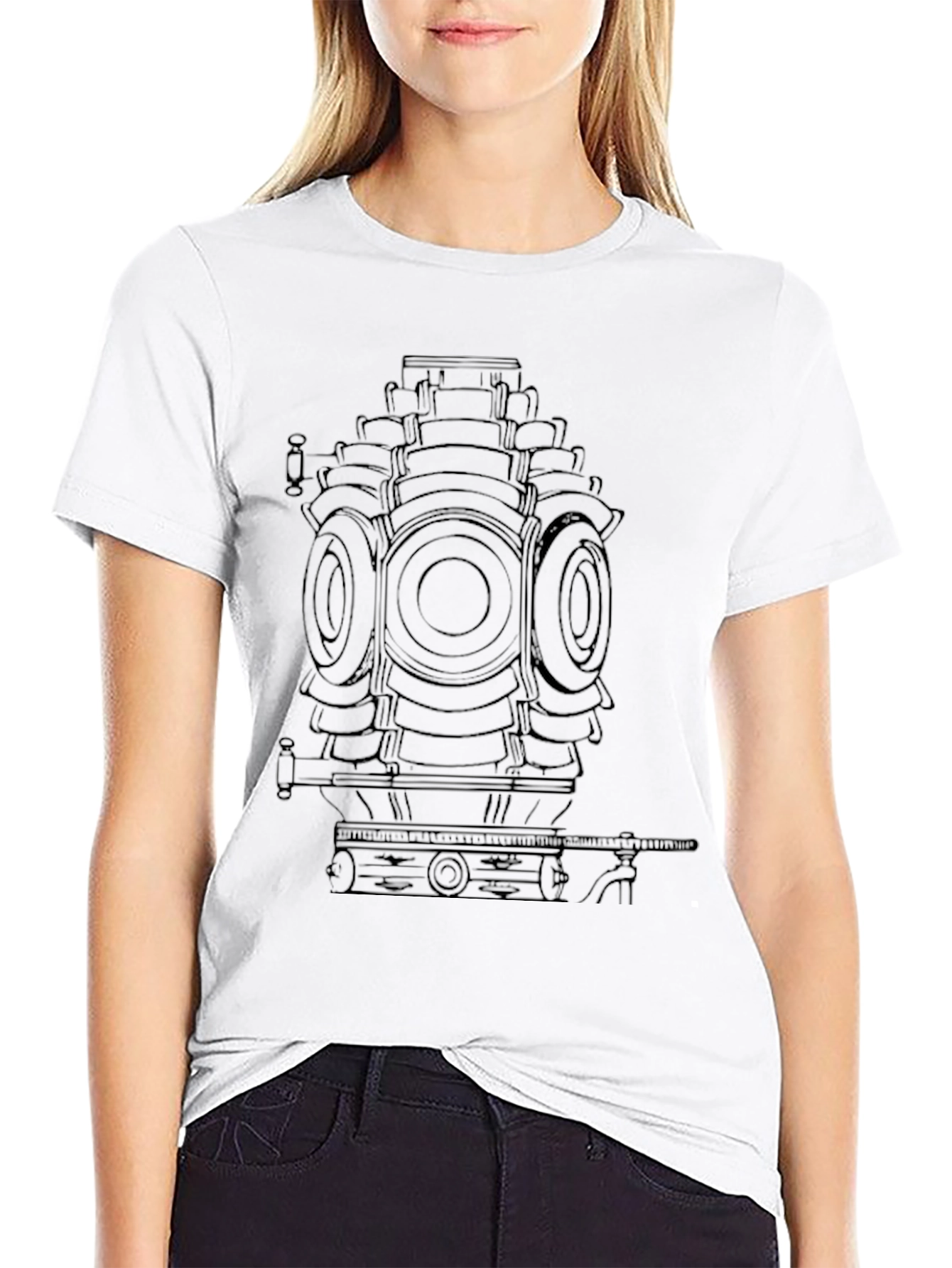 Black Graphic Tee - Black - Vintage Engine Design view 9