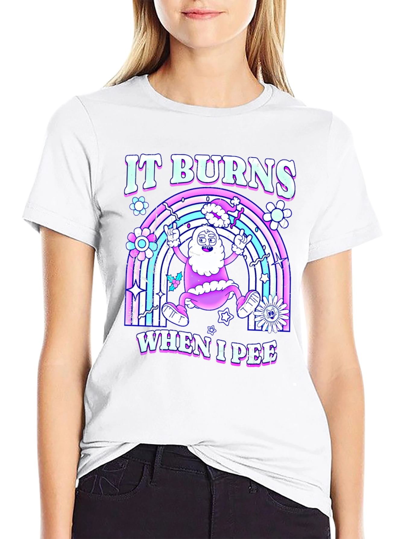 Black It Burns When I Pee T-Shirt view 9