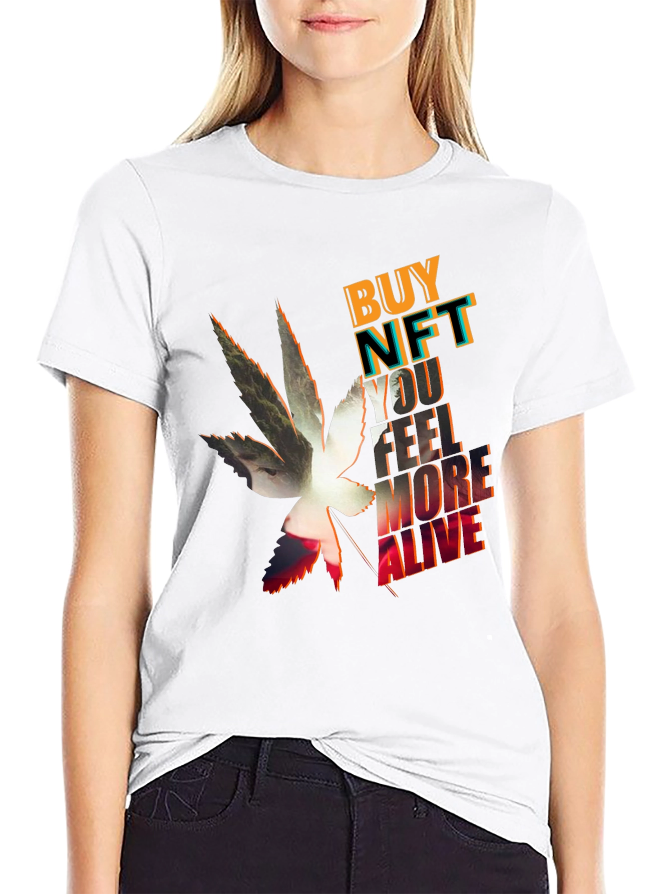 Black Buy NFT Feel More Alive Graphic Tee view 9