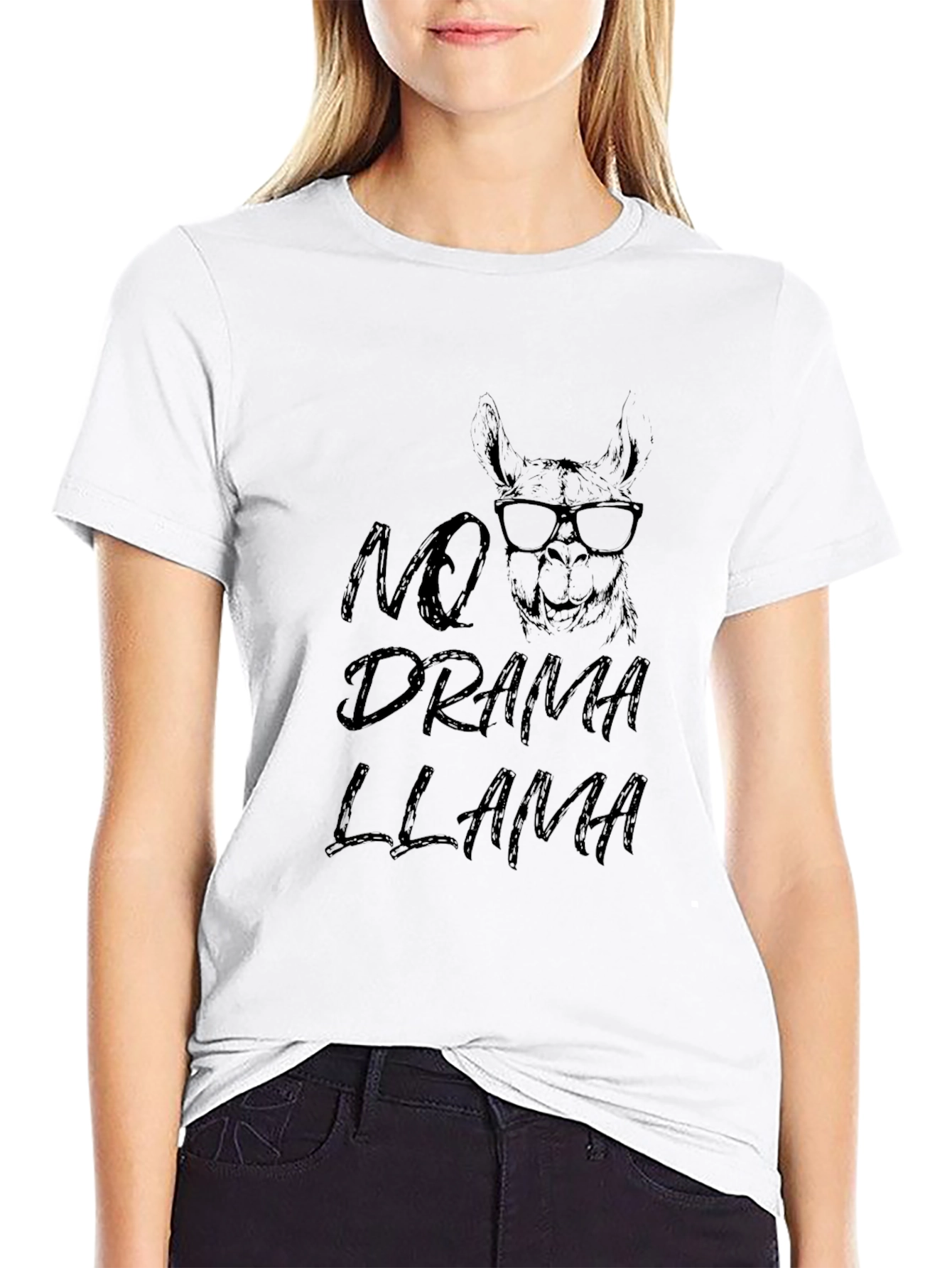 Black No Drama Llama Graphic T-Shirt view 9