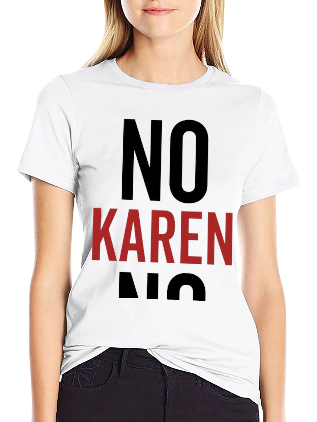 Black No Karen Graphic Tee - Unisex Black Cotton T-Shirt view 9