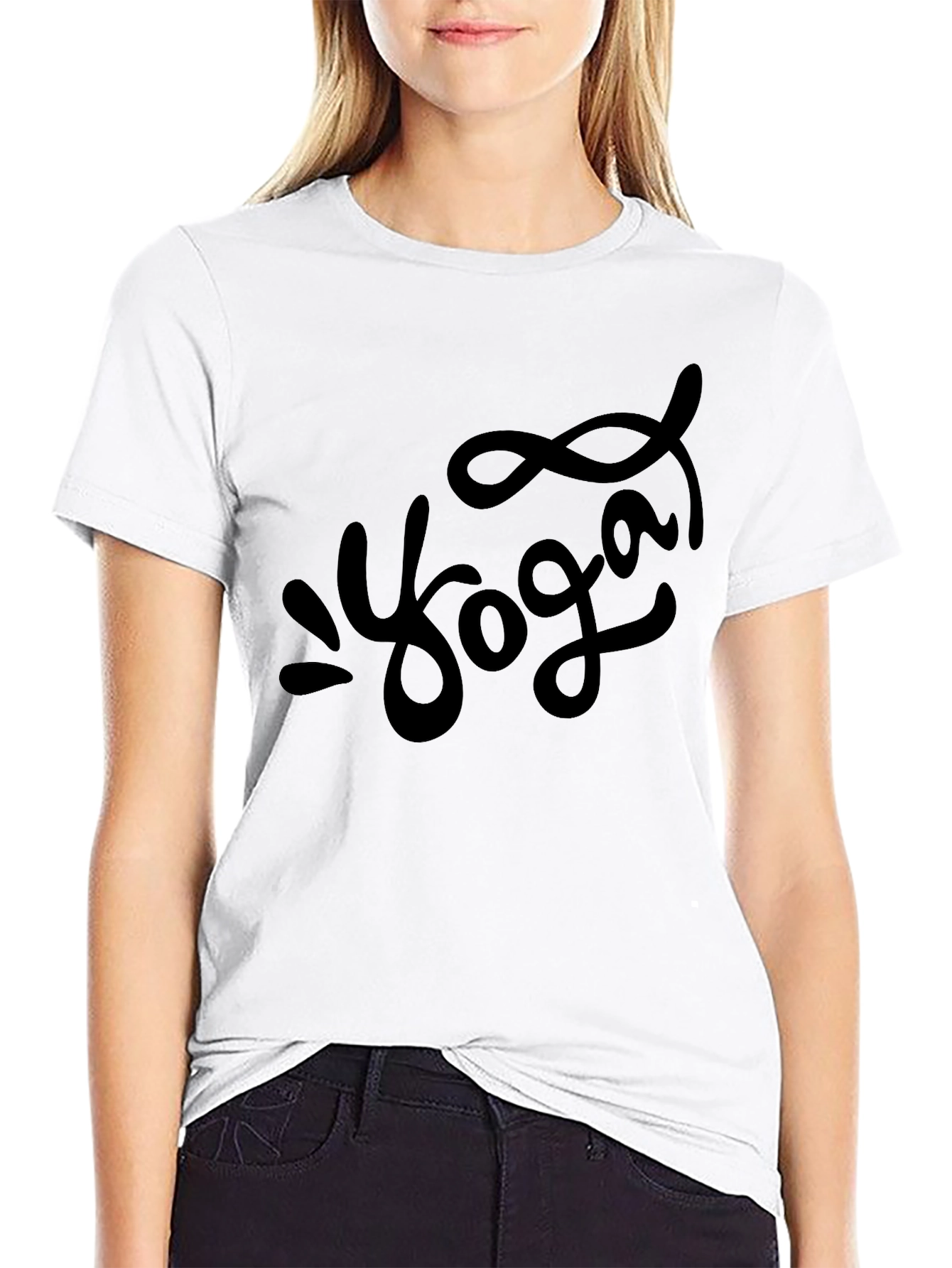 Black Yoga Graphic Print Black T-Shirt view 9