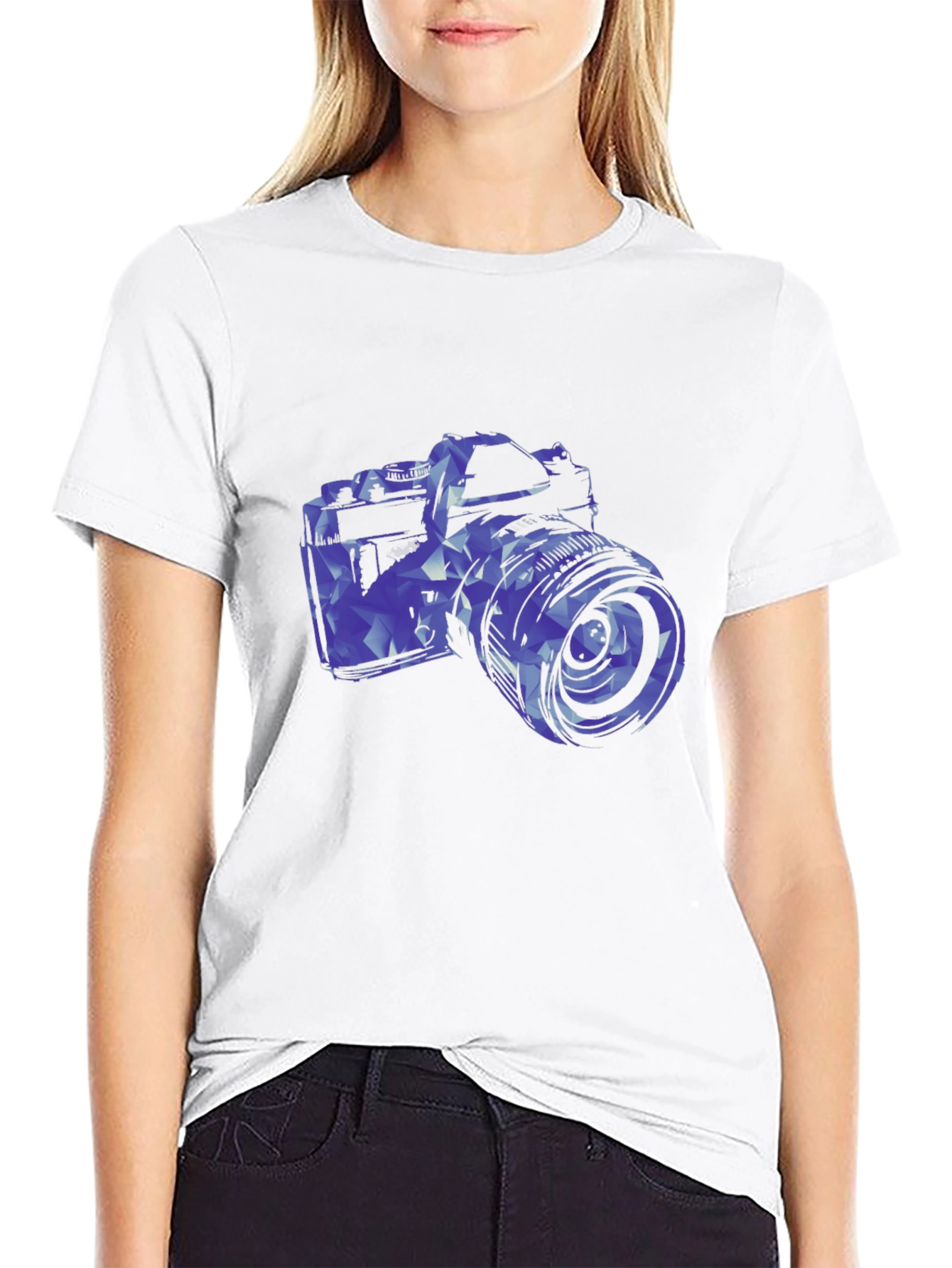 Black Geometric Camera Graphic T-Shirt view 9
